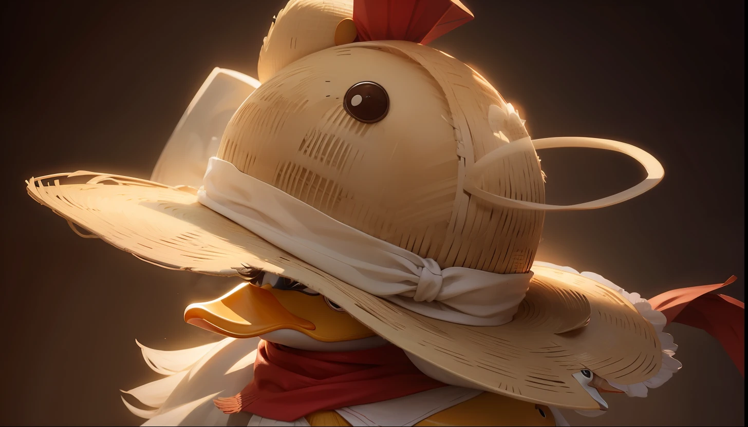 Duck wore a straw hat on top of his head