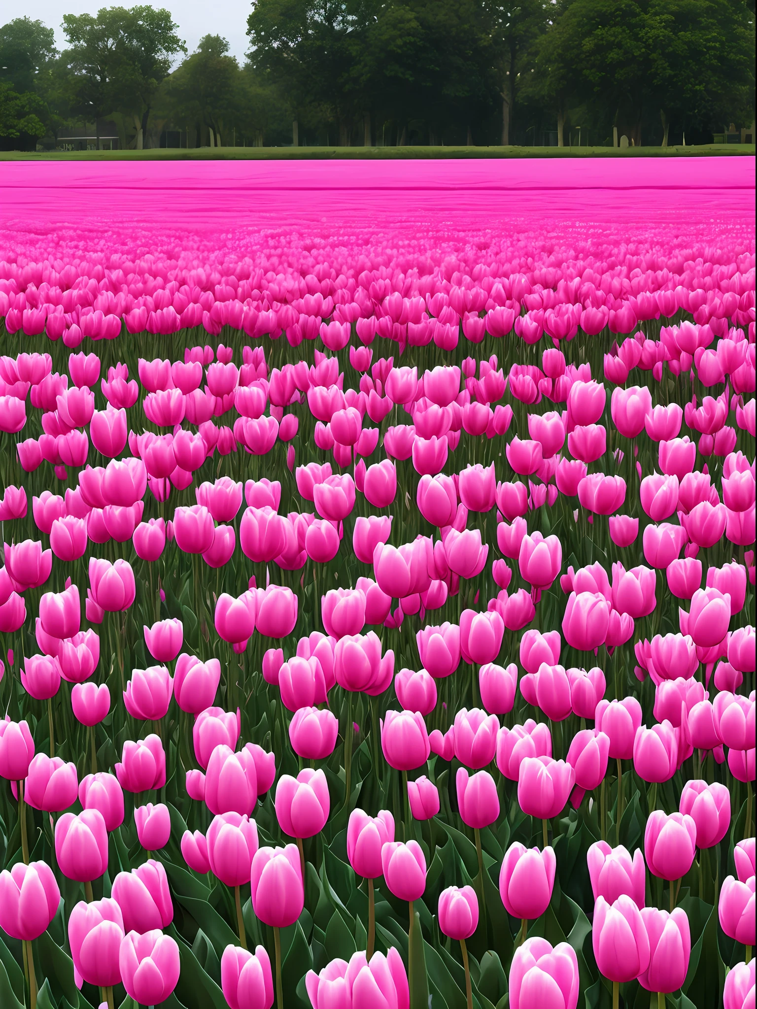 A large sea of pink tulip flowers,Very real