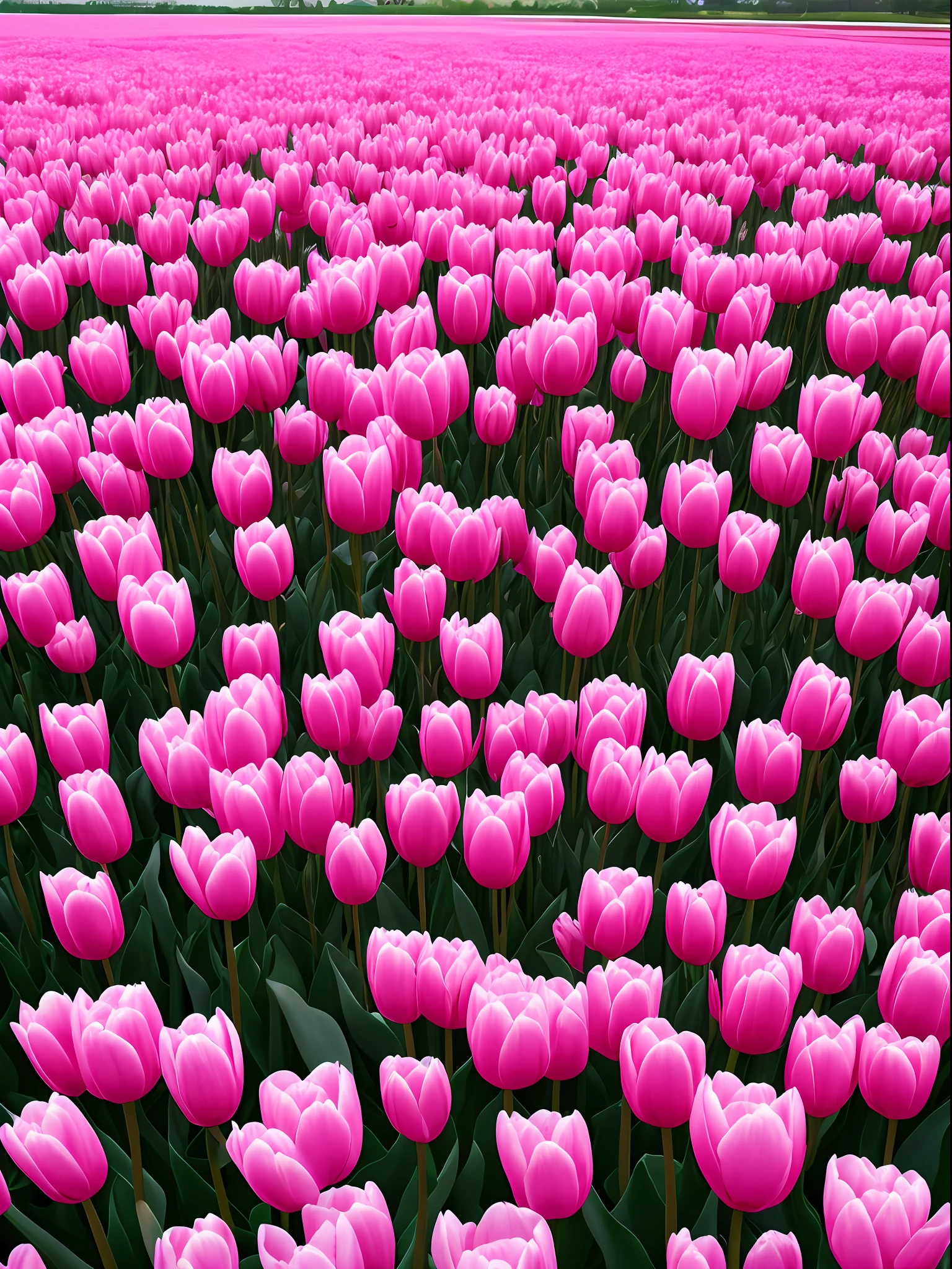 A large sea of pink tulip flowers,Very real
