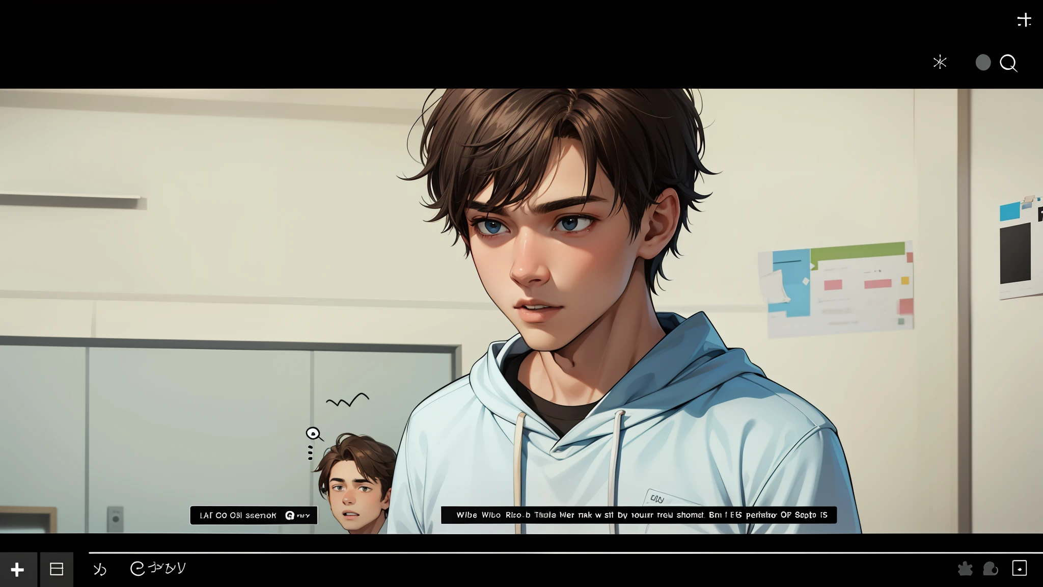 Two -yeld tege friends chatting at school share a secret that they are almost friends like siblings.. (usar los mismo personajes)