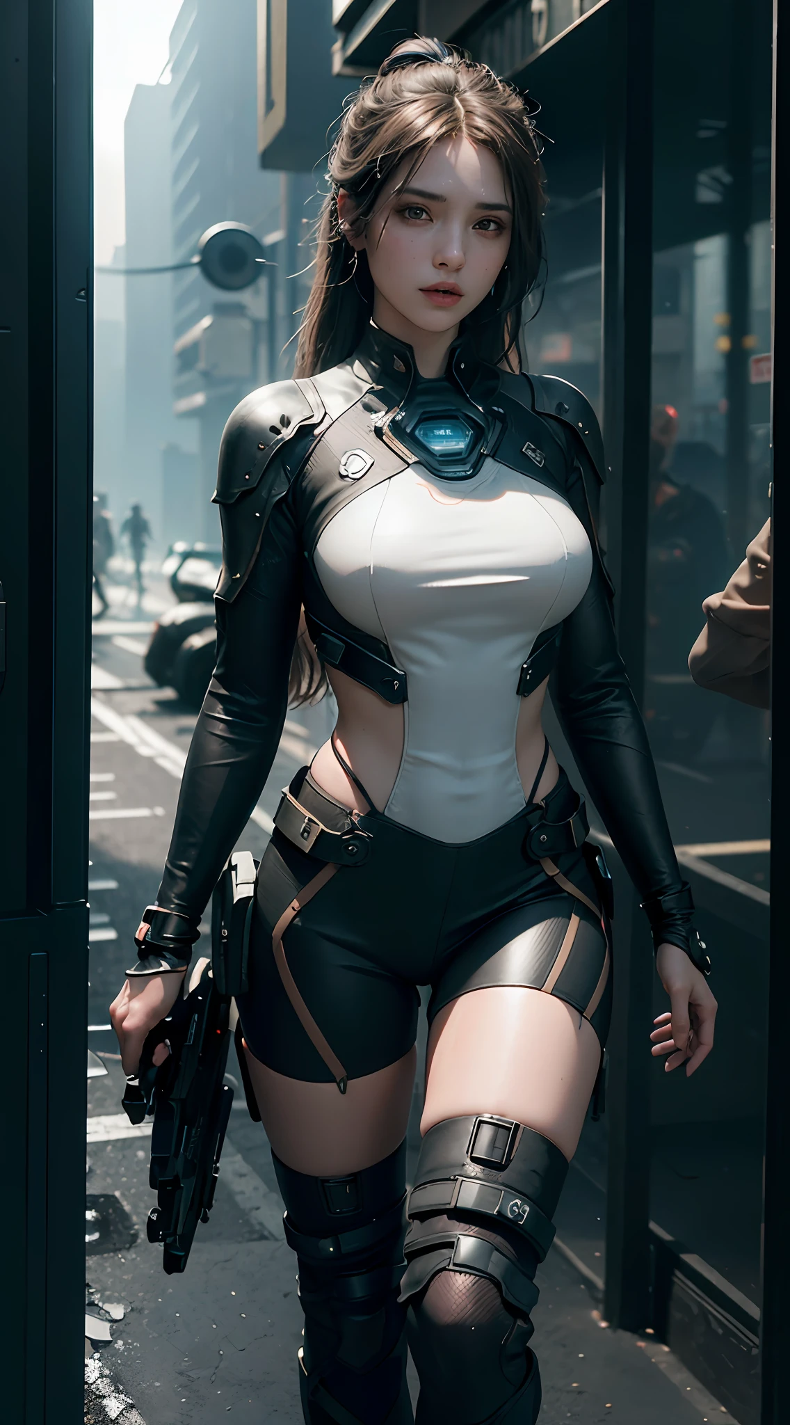 ((Best quality)), ((masterpiece)), (detailed:1.4), 3D, an image of a beautiful cyberpunk female,HDR (High Dynamic Range),Ray Tracing,NVIDIA RTX,Super-Resolution,Unreal 5,Subsurface scattering,PBR Texturing,Post-processing,Anisotropic Filtering,Depth-of-field,Maximum clarity and sharpness,Multi-layered textures,Albedo and Specular maps,Surface shading,Accurate simulation of light-material interaction,Perfect proportions,Octane Render,Two-tone lighting,Wide aperture,Low ISO,White balance,Rule of thirds,8K RAW,