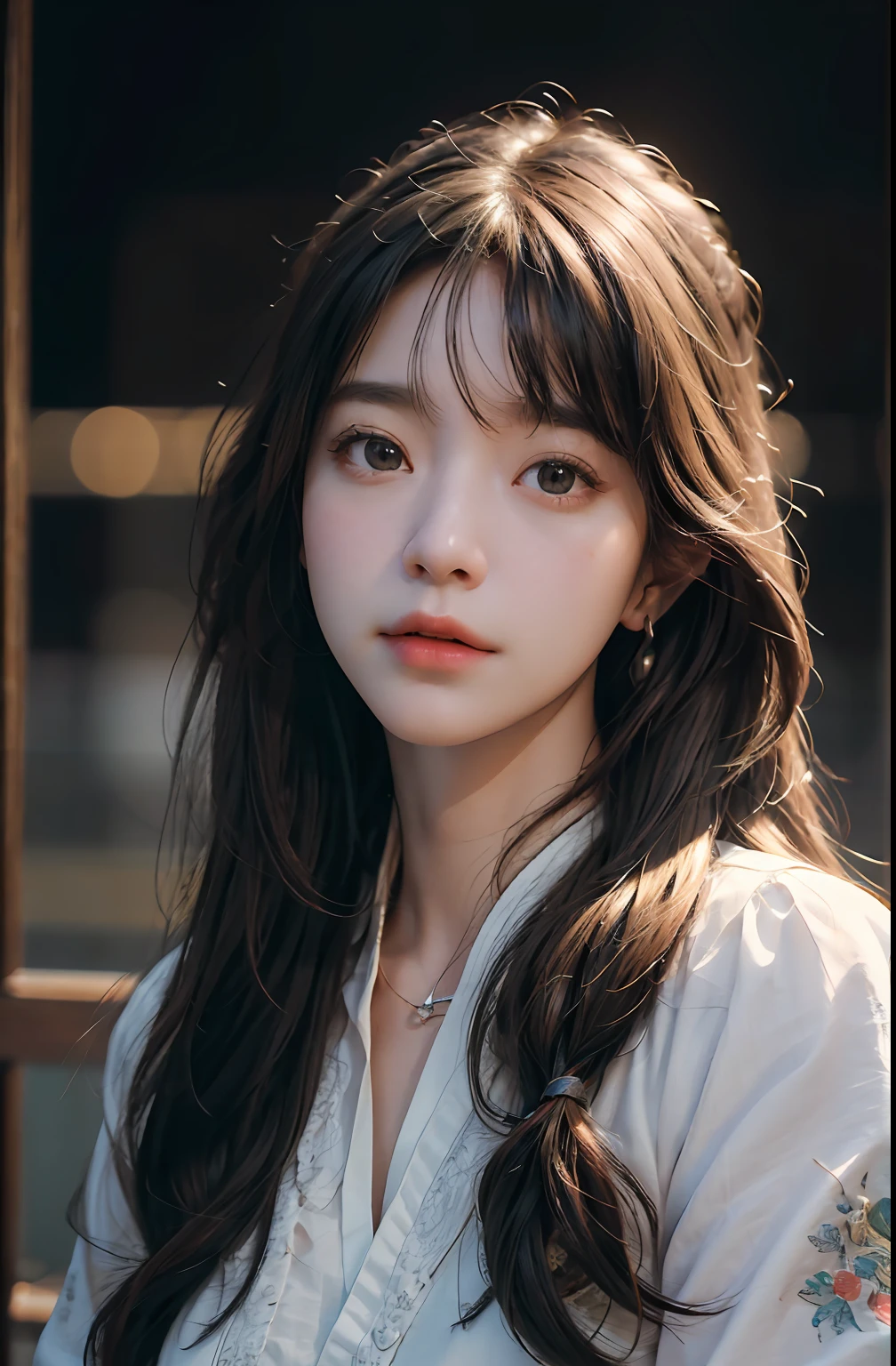 (RAW photo, best quality), (realistic, photo-realistic:1.3),best quality,highly detailed,masterpiece,ultra-detailed,illustration,1girl,upper_body,dynamic angle,world masterpiece theater,messy_long_hair,best quality,extremely detailed CG unity 8k wallpaper,ink,Amazing,cinematic lighting,lens_flare, dunhuang_style