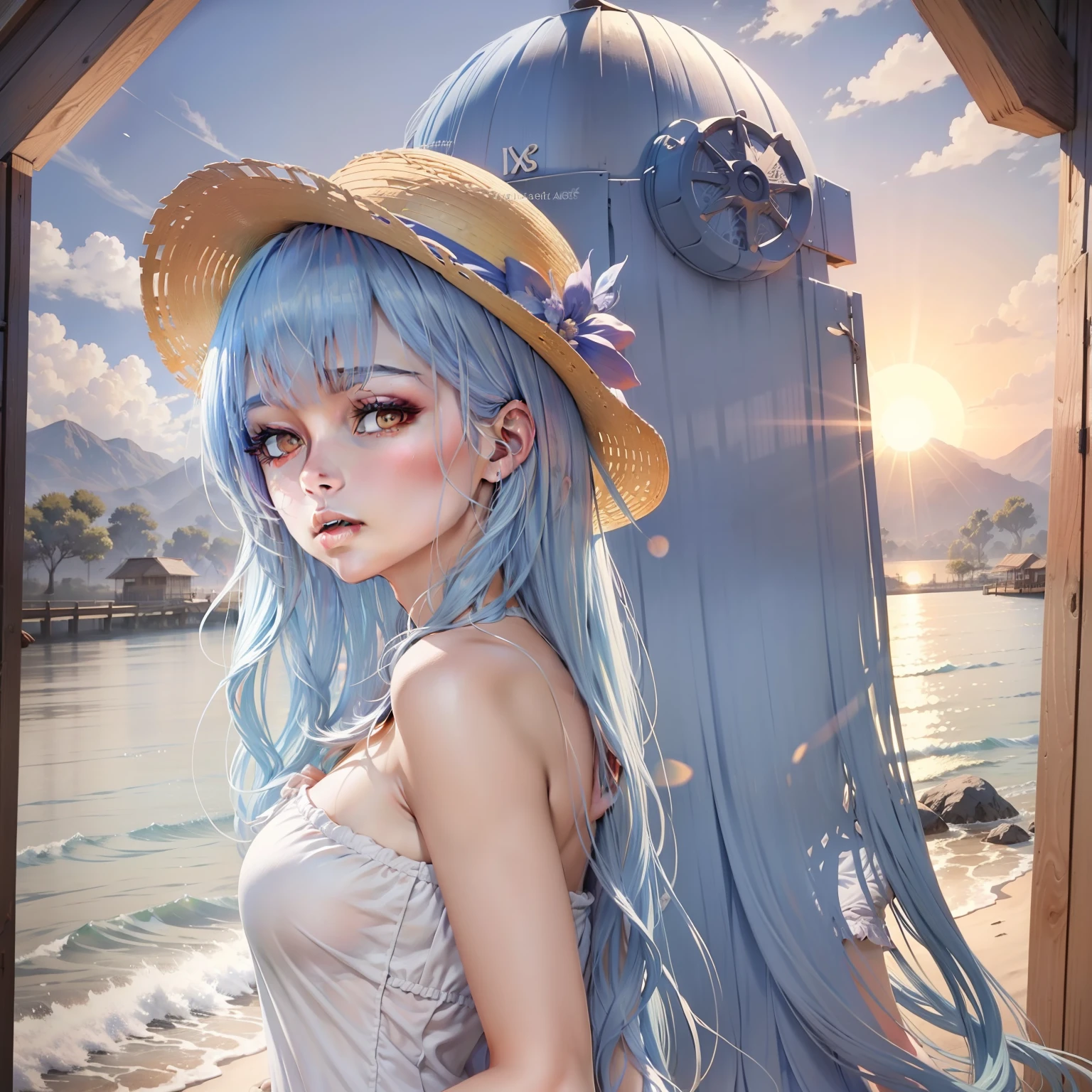Hay una imagen de dibujos animados de una mujer y un hombre, puesta del sol!, amenazante!, ((puesta del sol)), cel-shaded:15, cel sombreado:15, cel-shaded:17, al atardecer!, Ilustraciones de fondo, loish |, CEL - Estilo de arte sombreado, animation still, amenazante!!!, Escena, en la puesta de sol, sun behind her