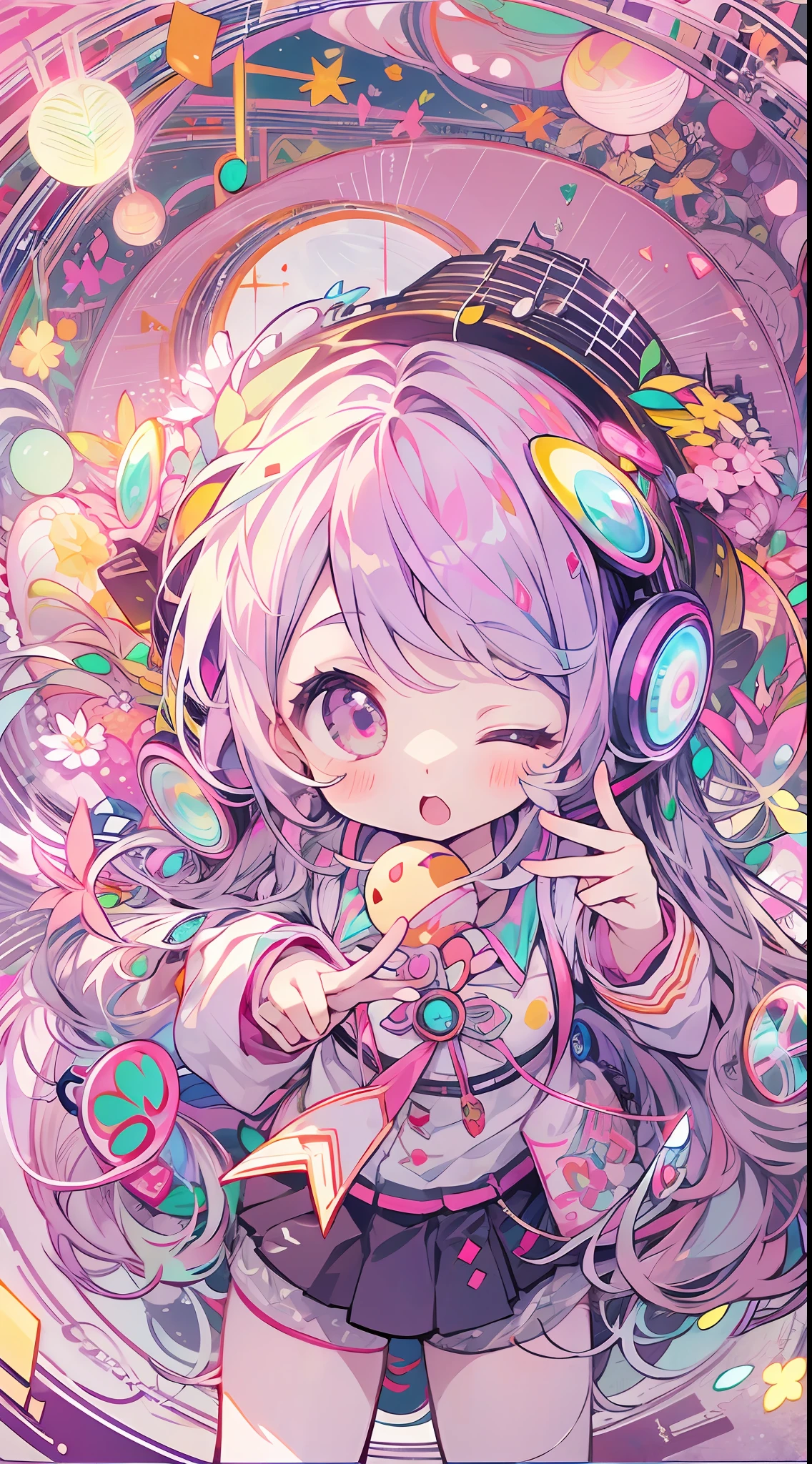 VOCALOID、One girl、colourful hair、PastelColors、dome、cute little、Music Background