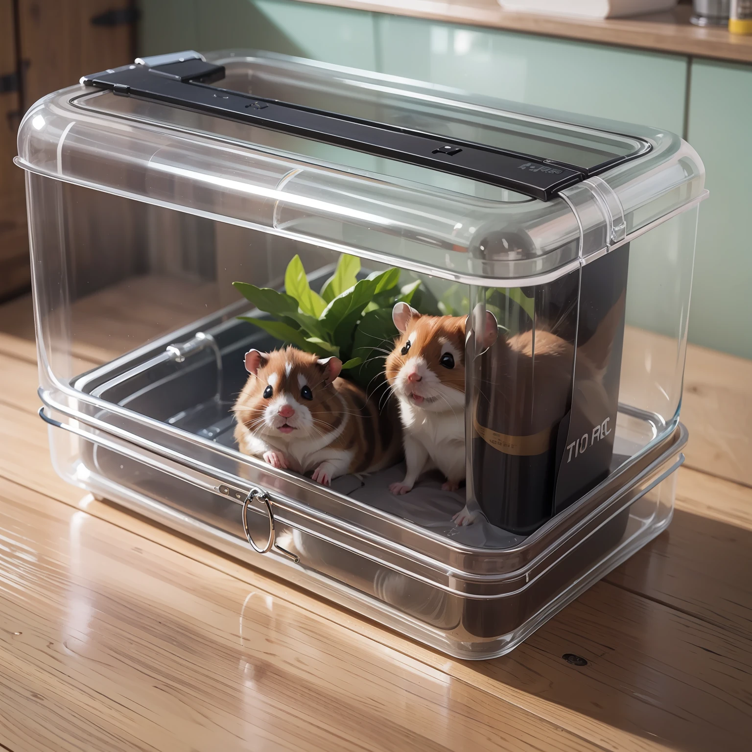 Cartoony,Rectangular hamster cage,double deck,Daily necessities,Pet supplies,Perimeter connection pipe,,transparent plastic,morden style,sci-fy,Plastic products,streamlined line design,photograph realistic,High quality,k hd, 4K,