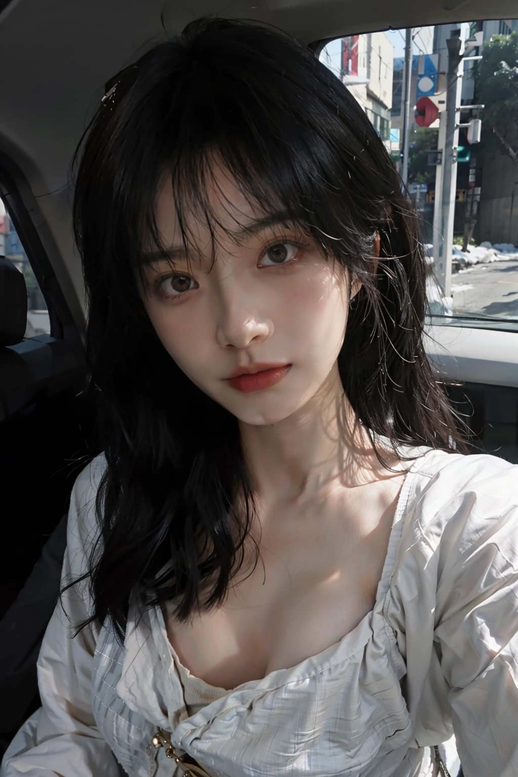 8K,best qualtiy,tmasterpiece,超高分辨率,(真实感:1.4),RAW photogr,(True skin texture:1.3),(filmgrain:1.3),(Selfie angle),1个Giant Breast Girl,Beautiful eye and face details,tmasterpiece,Best quality at best,closeup cleavage,The upper part of the body,Bring hands,covering mouth,There are tears in the eyes,Sad