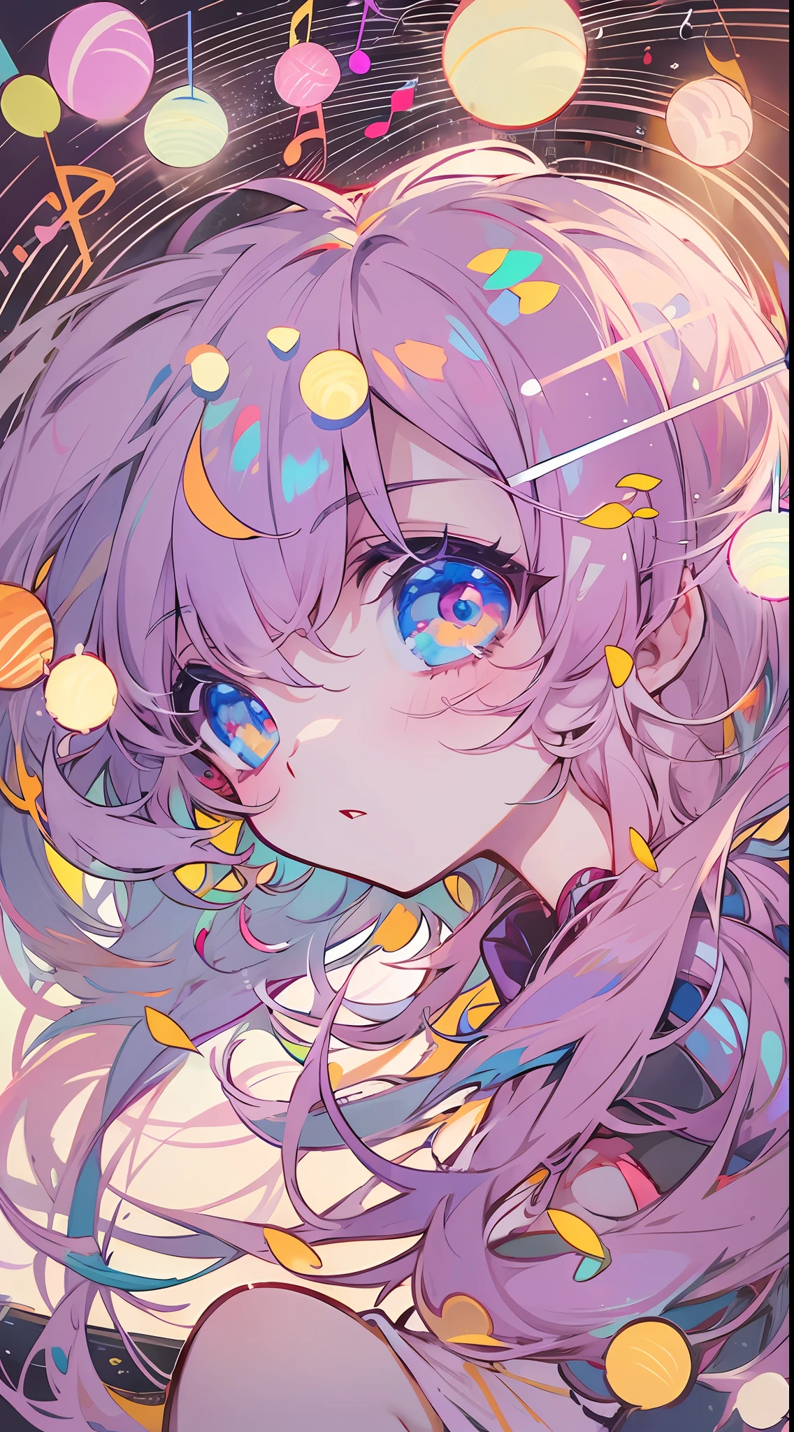 VOCALOID、One girl、colourful hair、PastelColors、dome、cute little、Music Background