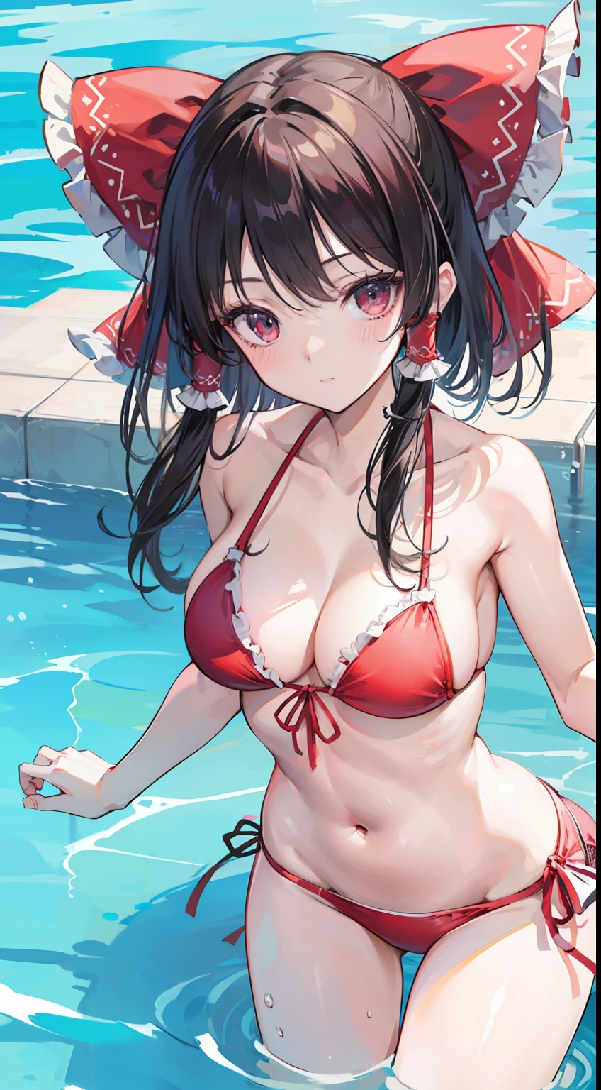 Hakurei Reimu,Touhou project,bikini,swimming pool