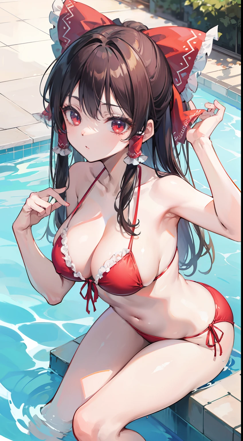 Hakurei Reimu,Touhou project,bikini,swimming pool