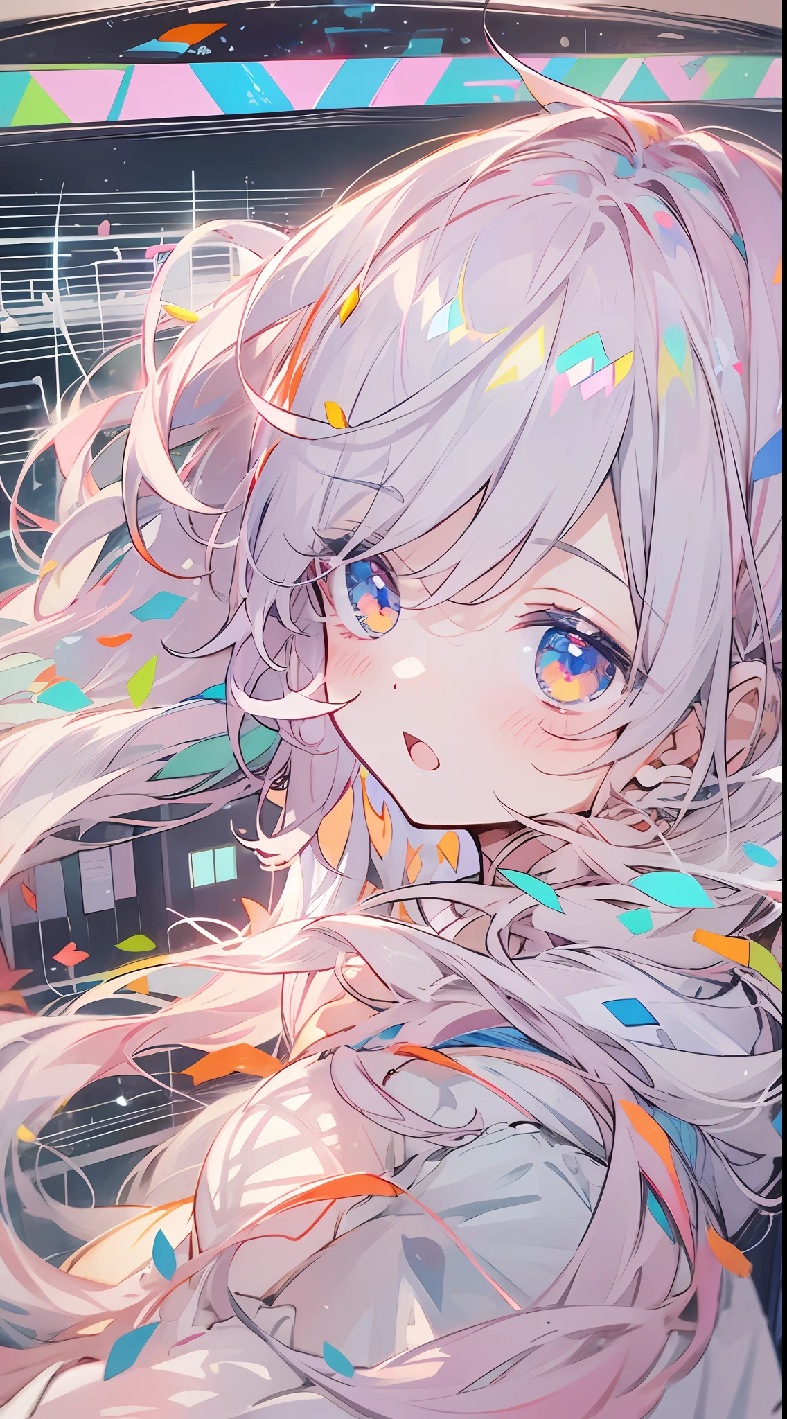 VOCALOID、One girl、colourful hair、PastelColors、dome、cute little、Music Background