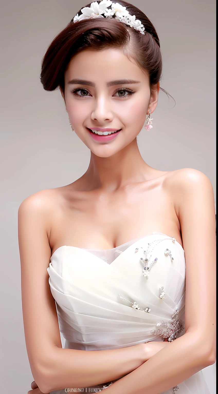Fashion model 18 years old [[[[closeup cleavage]]]], [[[[boobgasm]]]], [[[[coll]]]], [[[[bshoulders]]]], perfect  eyes, Perfect iris，perfect lips，perfect teeth，Perfect skin，Long face，Soft front light，HDR，Pink clothing，White or pink flowers on the background，（pastel colour：1.2）