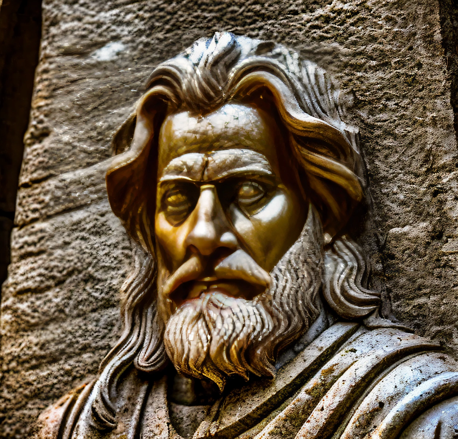 deus grego, filosofo estoico, Marcus Aurelius, graves, serious and thoughtful countenance, village leader, cinematografia, Epic light and shadow with plenty of contrast, fotografia profissional, RAW, UHD, luz neon full image