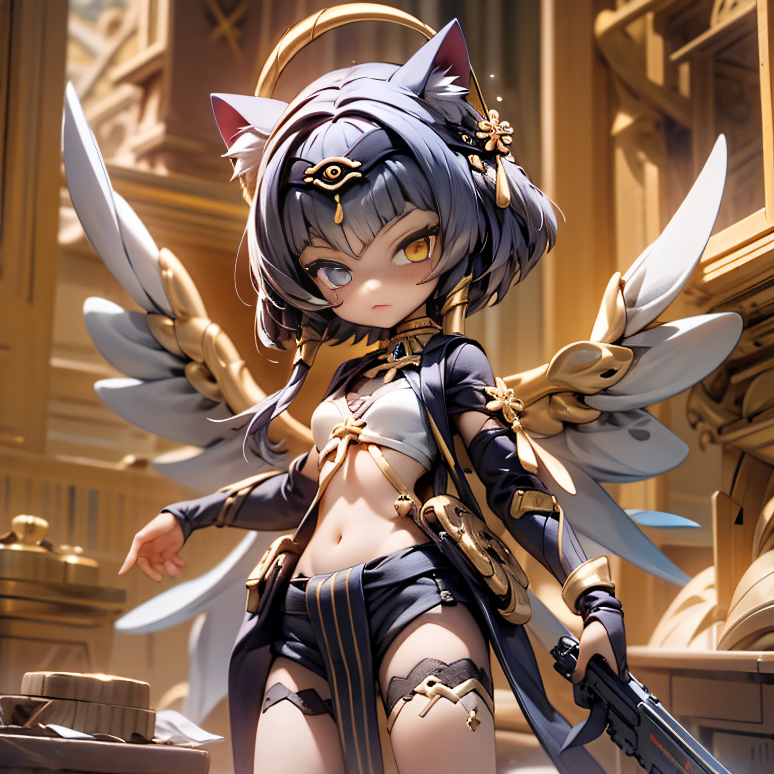 blink, chibi, Complete broker, Mega Mini, The body is steel., Metal., The legs are steel., Metal., My favorite cat ears, The wings are steel., Metal., The gun is metal steel..