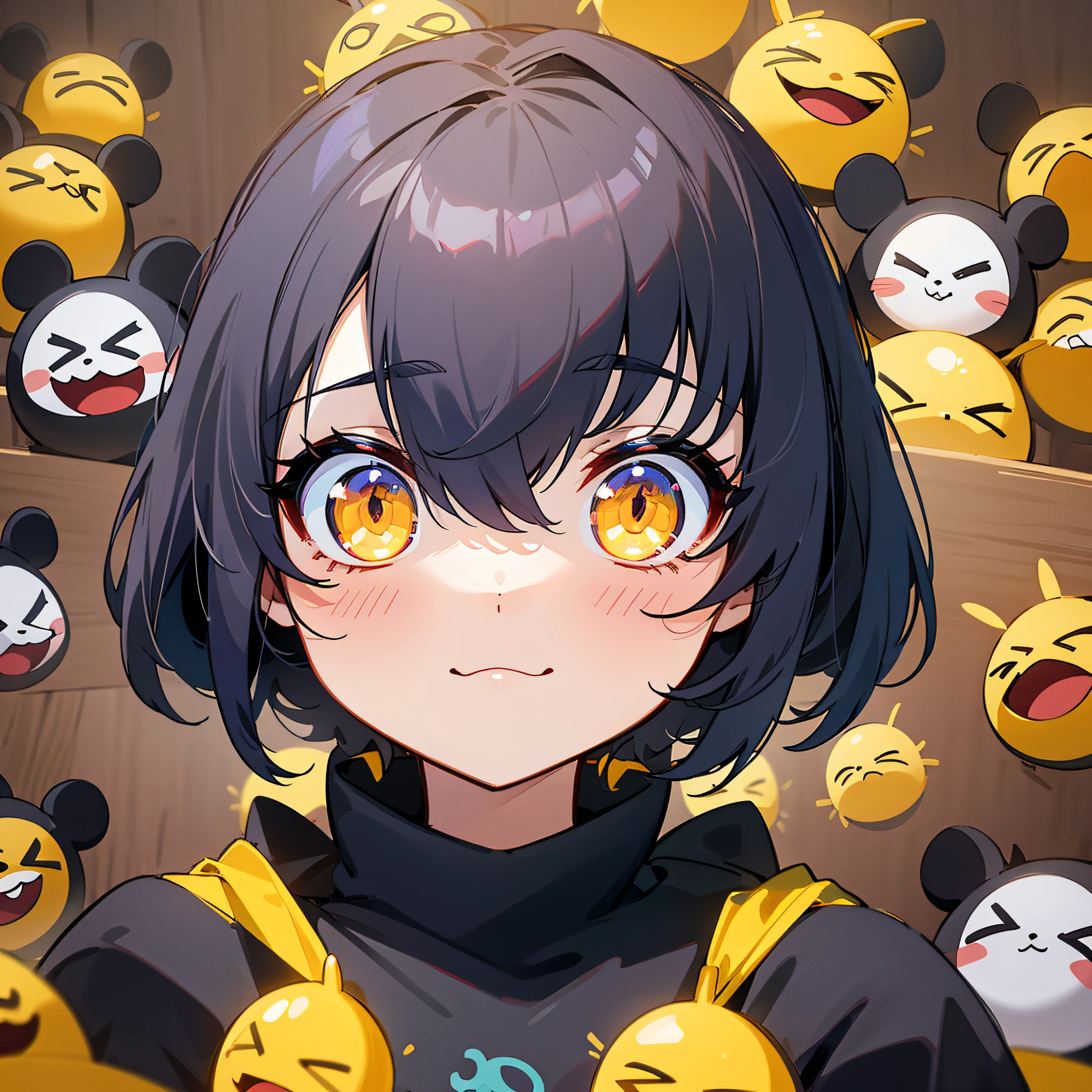 cute girl, emoji pack, 9 emoticons, emoji sheet, multiple poses and expressions, anthropomorphic style, Disney style, black strokes, different emotions,multiple poss and expressions, 8k --niji 5 --auto