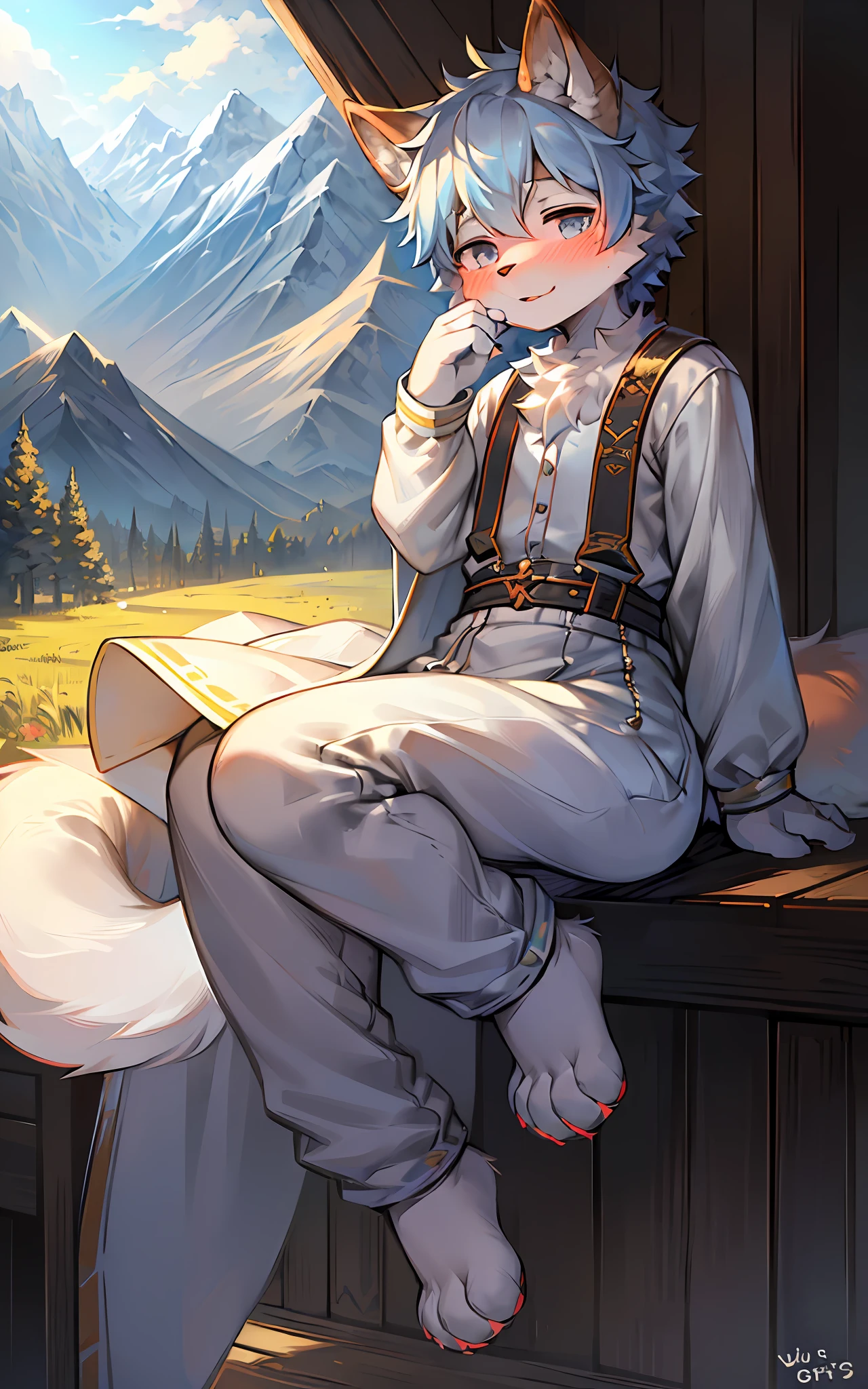 HS, (1boy:1.4), (jw3), fox boy, (furry:1.5),(cub), ultra cute face,light blue fur, body fur, (thick thighs:0.5), (full body:1.1), perfect lighting, (masterpiece), (ultra detailed), eyesgod, blush,White clothes,looking at viewer,pants,solo,tail,long dress,backlighting,Mountain,ultra detailed fur,BREAK,aoeu,aoeu,aoeu,aoeu,aoeu,aoeu,aoeu,aoeu,aoeu,aoeu,aoeu,aoeu,aoeu,aoeu,aoeu,aoeu,aoeu,aoeu,aoeu,aoeu,aoeu,aoeu,aoeu,aoeu,aoeu