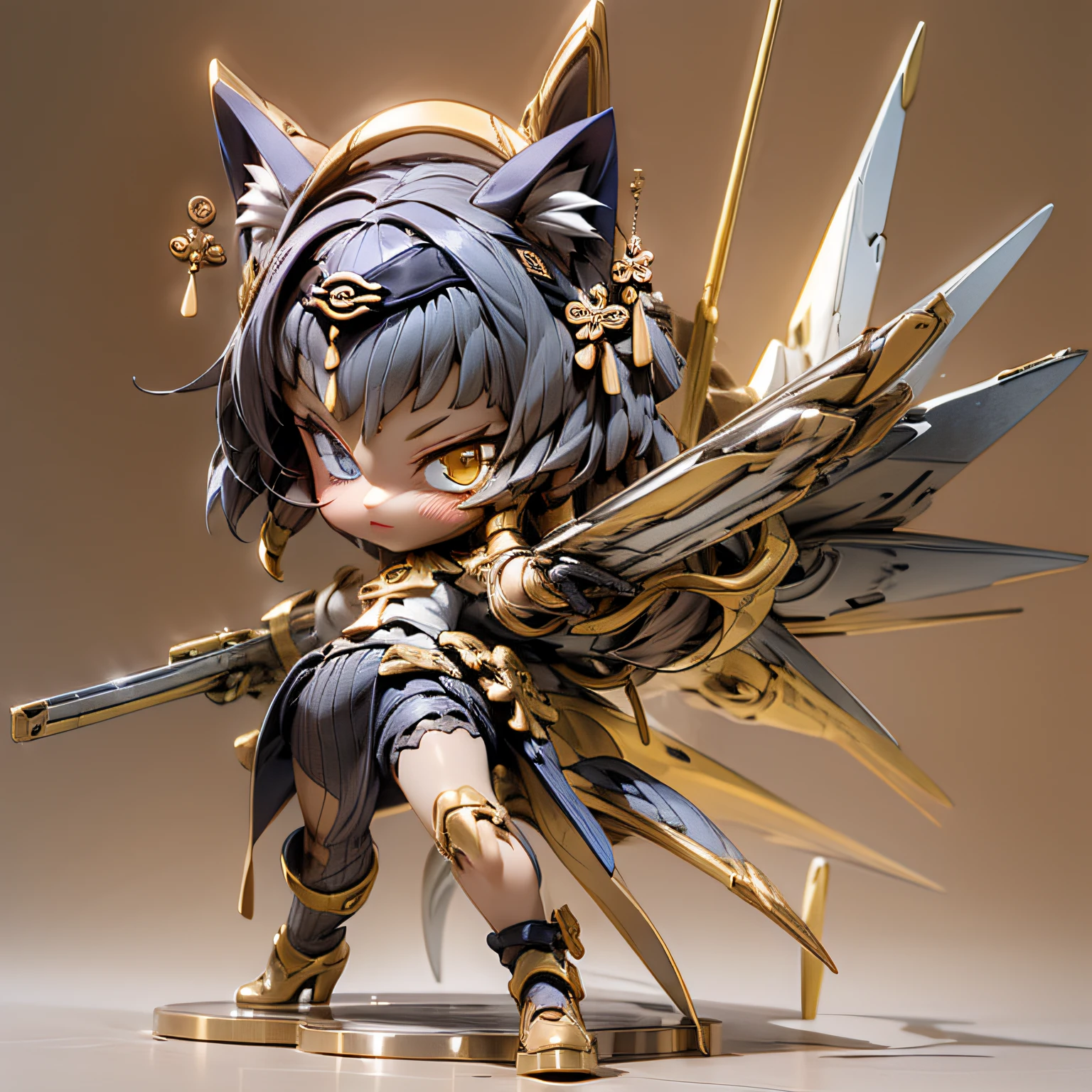 blink, chibi, Complete broker, Mega Mini, The body is steel..., Metal., The legs are steel..., Metal., My favorite cat ears, The wings are steel..., Metal., The gun is metal steel....