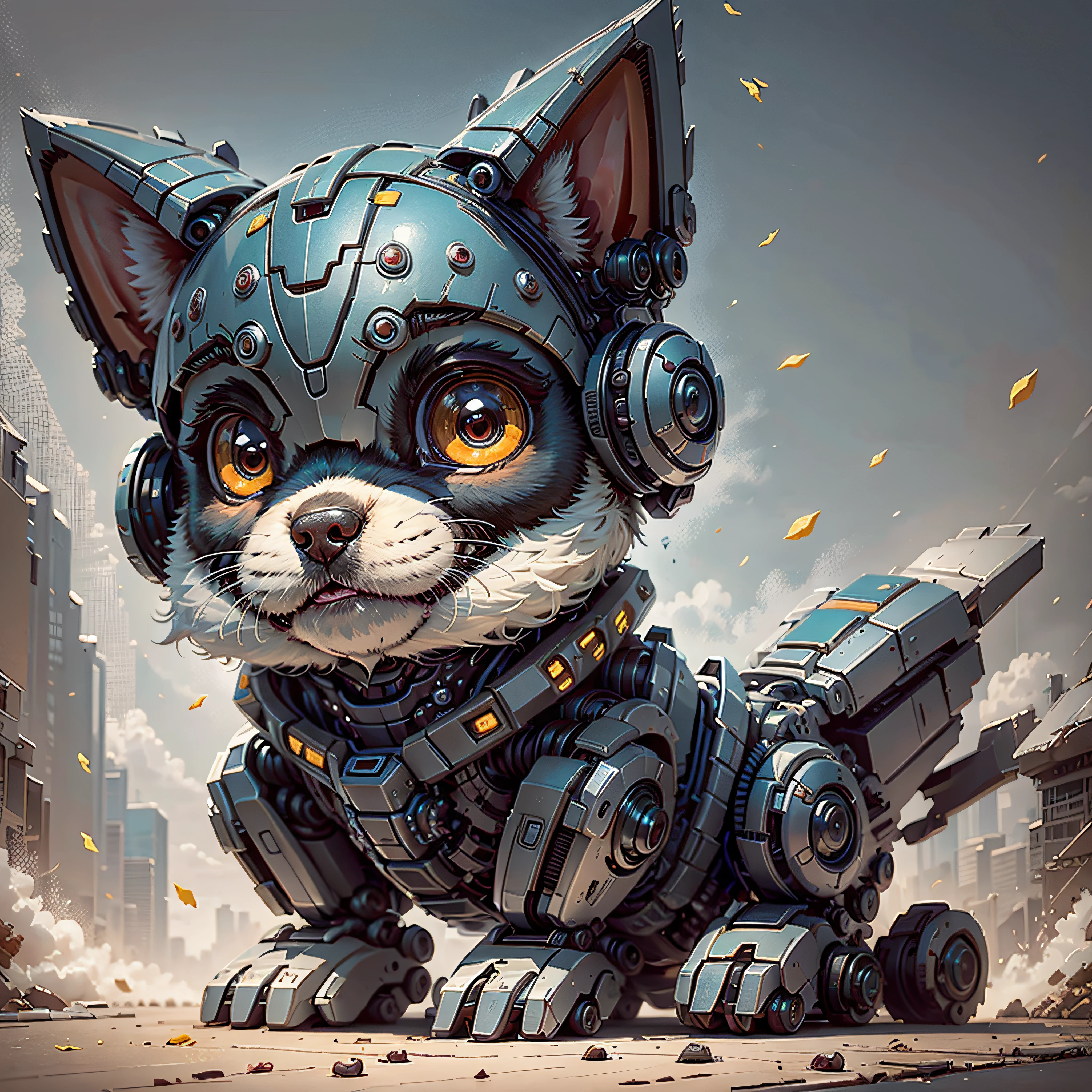 Puppy robots can have a cute design, large and expressive eyes, bright colors and rounded shapes, making it attractive cartoon style