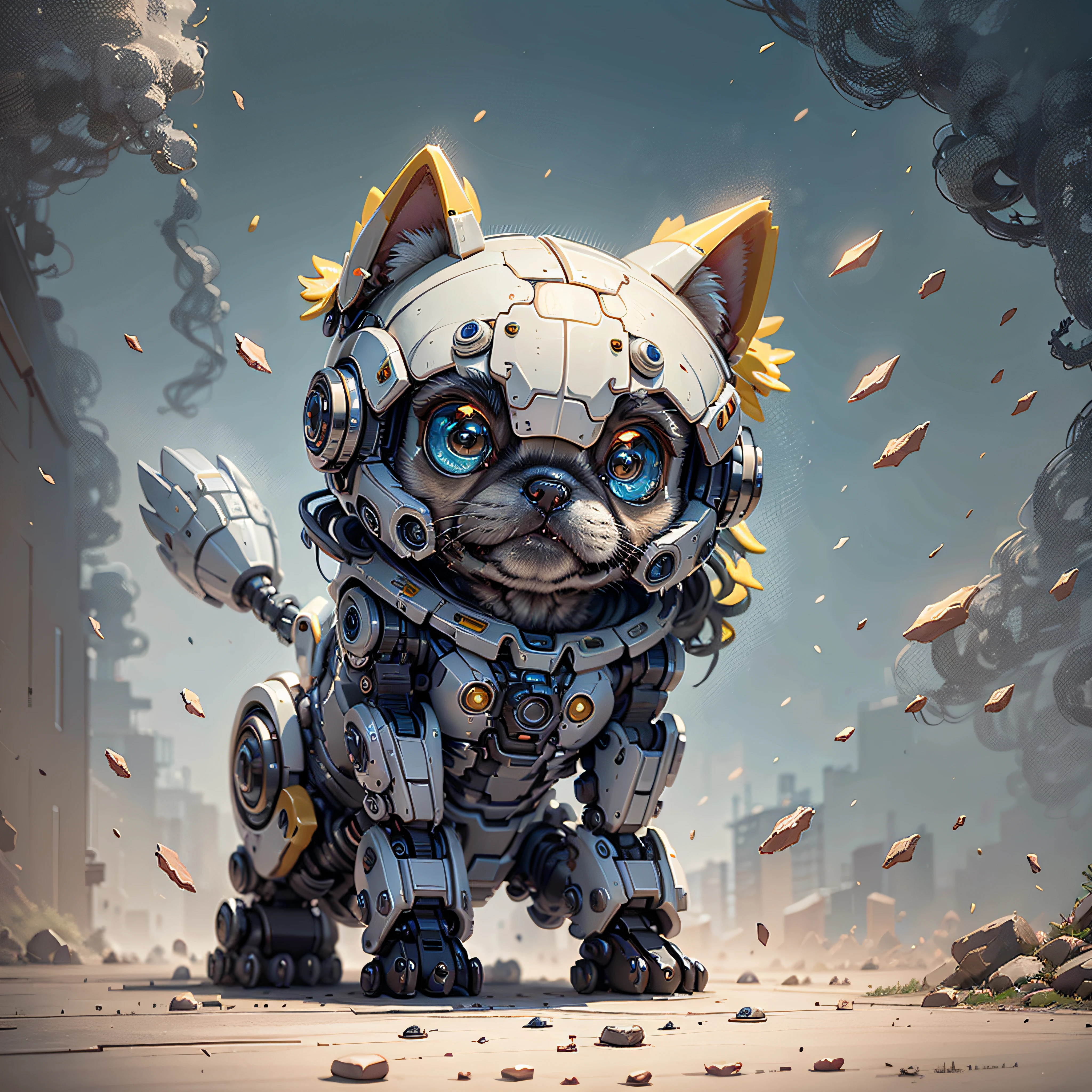 Puppy robots can have a cute design, large and expressive eyes, bright colors and rounded shapes, making it attractive cartoon style