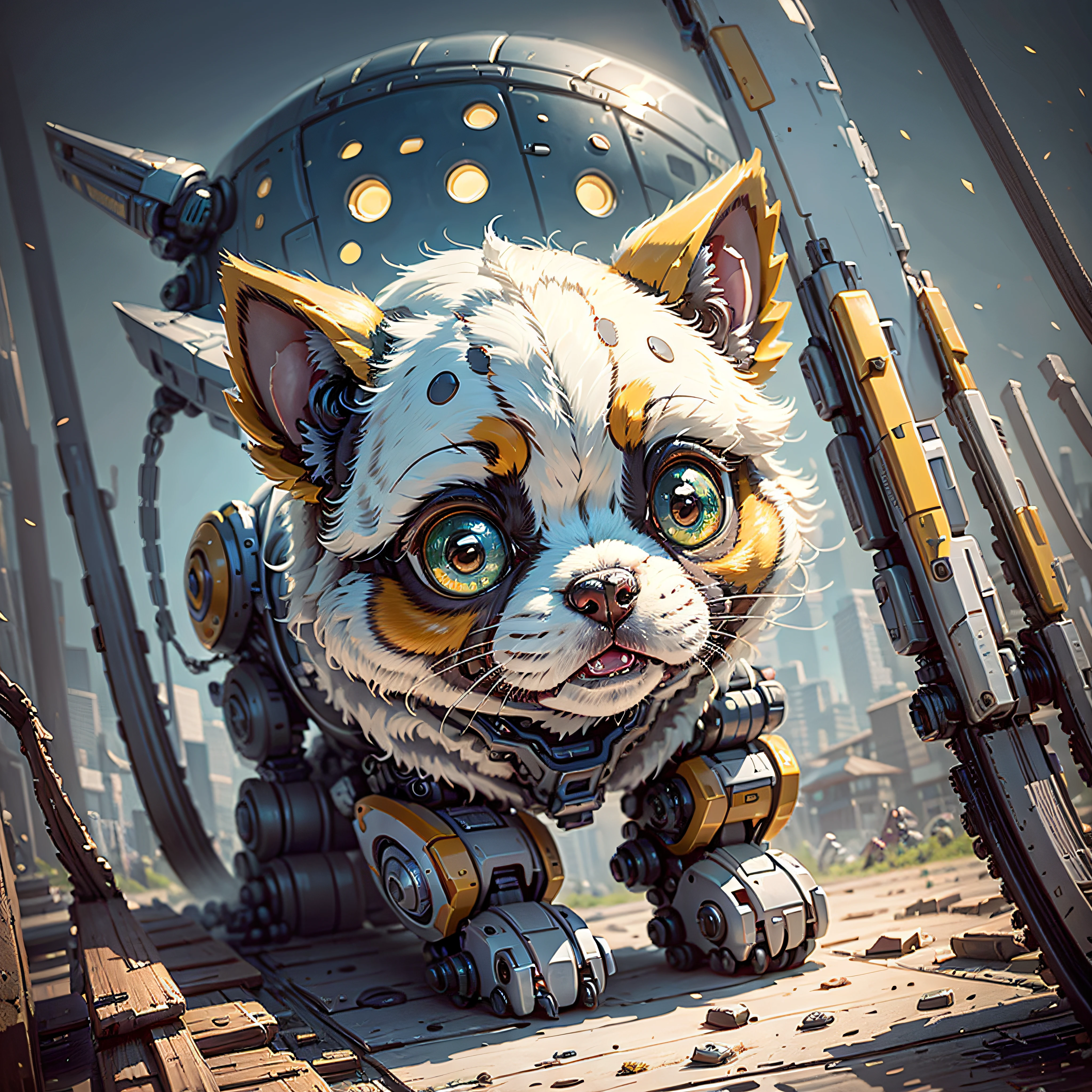 Puppy robots can have a cute design, large and expressive eyes, bright colors and rounded shapes, making it attractive cartoon style