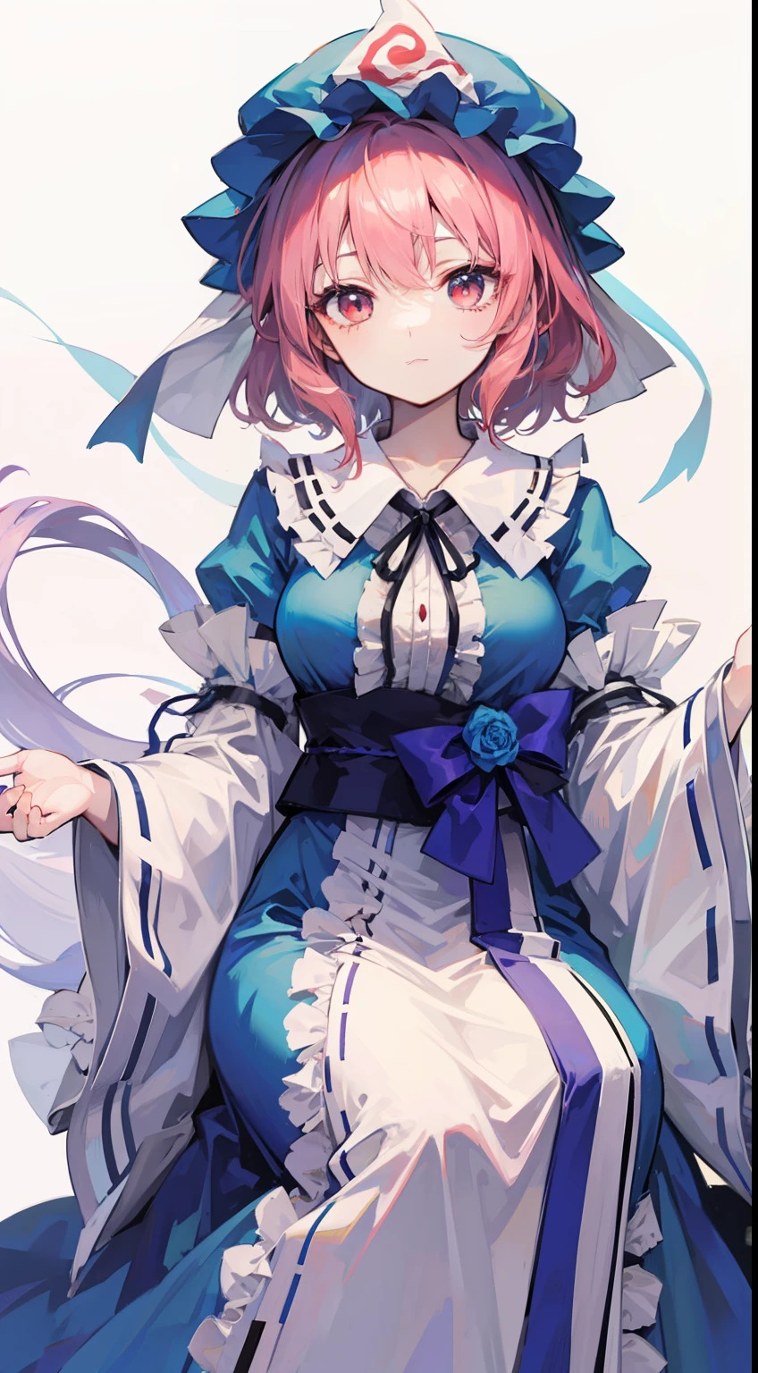 Anime girl in blue dress with white and blue dress and blue hat - SeaArt AI