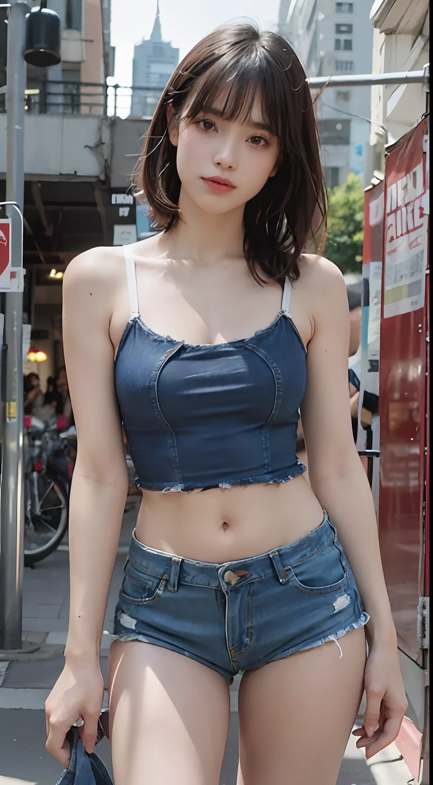 Girl posing in white low cut super short tank top and tight denim shorts、full body Esbian、Cropped tank top、bra very、Slim body、a large bust、Slim Girl Model、24歳の女性モデル、Beautiful body　Facing the front　Navel out　View All Lower abdomen　showing a beautiful belly　Too torn denim shorts　Shabby denim shorts　Thigh exposure　Very small camisole in shabby　Very short small camisole　Denim shorts that are too short　You can see all the shapes of your genitals　The shape of the genitals is perfectly visible　Small denim shorts with only thin strings　Low-rise denim shorts　Beautiful breasts　tits out　genitals are visible　Show more lower abdomen　An ultra-high picture quality　The ultra -The high-definition　8K　Scanty shorts　Denim shorts like strings　Show me more beautiful bare skin　Show me more beautiful bare skin　Take off more　The background is the station　Station platform　Laughing　Crowded station platform　Denim panties with undersized yarn　Sheer Bra　Very small denim panties　Very small triangular denim panties　Girl posing in white low cut super short tank top and tight denim shorts、full body Esbian、Cropped tank top、bra very、Slim body、a large bust、Slim Girl Model、24歳の女性モデル、Beautiful body　Facing the front　Navel out　View All Lower abdomen　showing a beautiful belly　Too torn denim shorts　Shabby denim shorts　Thigh exposure　Very small camisole in shabby　Very short small camisole　Denim shorts that are too short　You can see all the shapes of your genitals　The shape of the genitals is perfectly visible　Small denim shorts with only thin strings　Low-rise denim shorts　Beautiful breasts　tits out　genitals are visible　Show more lower abdomen　An ultra-high picture quality　The ultra -The high-definition　8K　Scanty shorts　Denim shorts like strings　Show me more beautiful bare skin　Show me more beautiful bare skin　Take off more　The background is the station　Station platform　Laughing　Crowded station platform　Denim panties with undersized yarn　Sheer Bra　Very small denim panties　Very small triangular denim panties　Ho