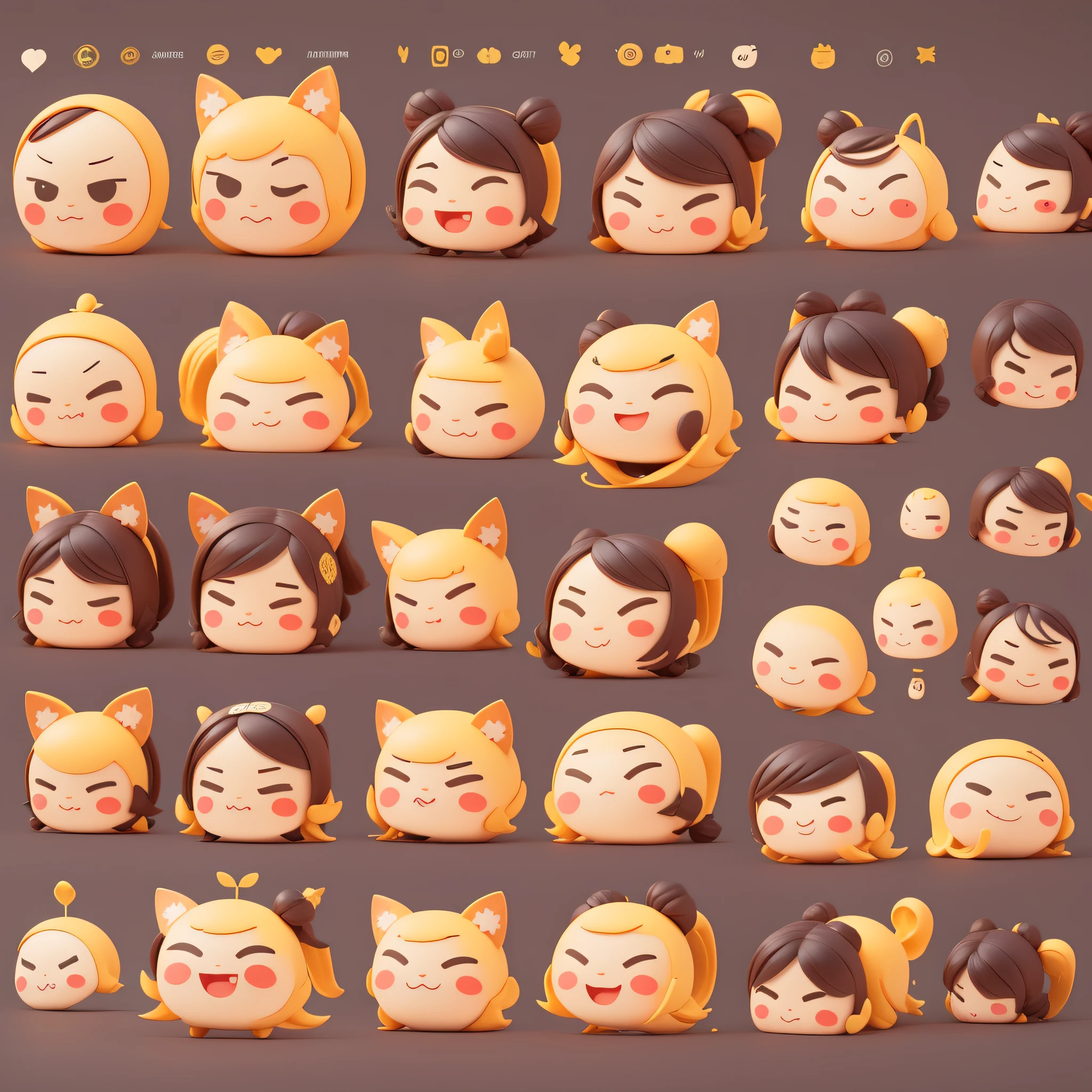 sheet of student stickers, emoji pack, a individual ui design app icon UI interface emoticons, multiple poses and expressions