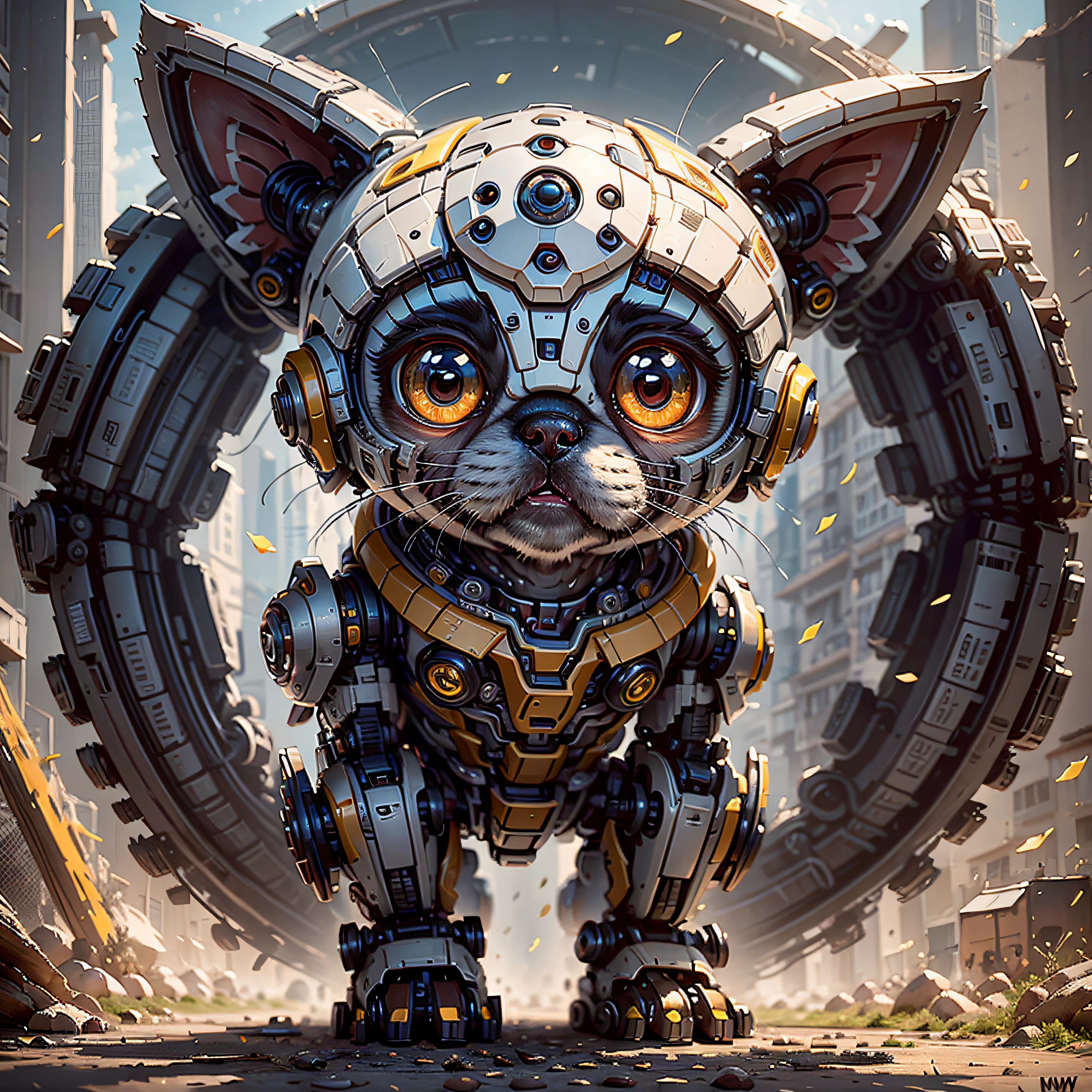 Puppy robots can have a cute design, large and expressive eyes, bright colors and rounded shapes, making it attractive cartoon style