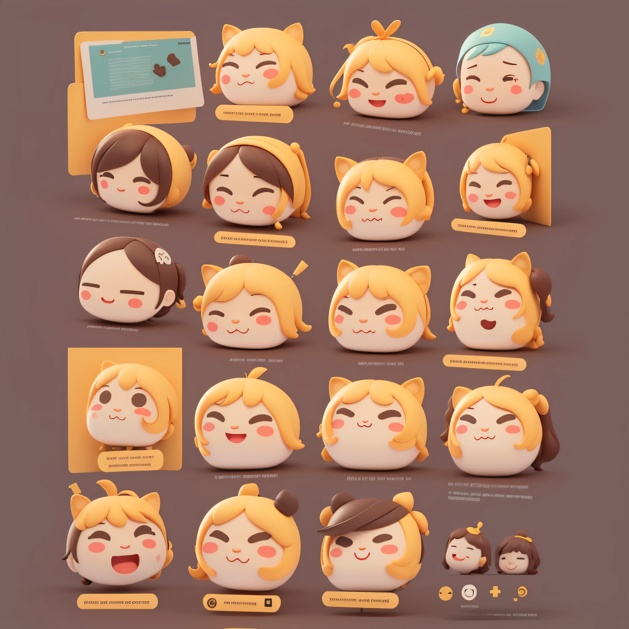 sheet of student stickers, emoji pack, a individual ui design app icon UI interface emoticons, multiple poses and expressions