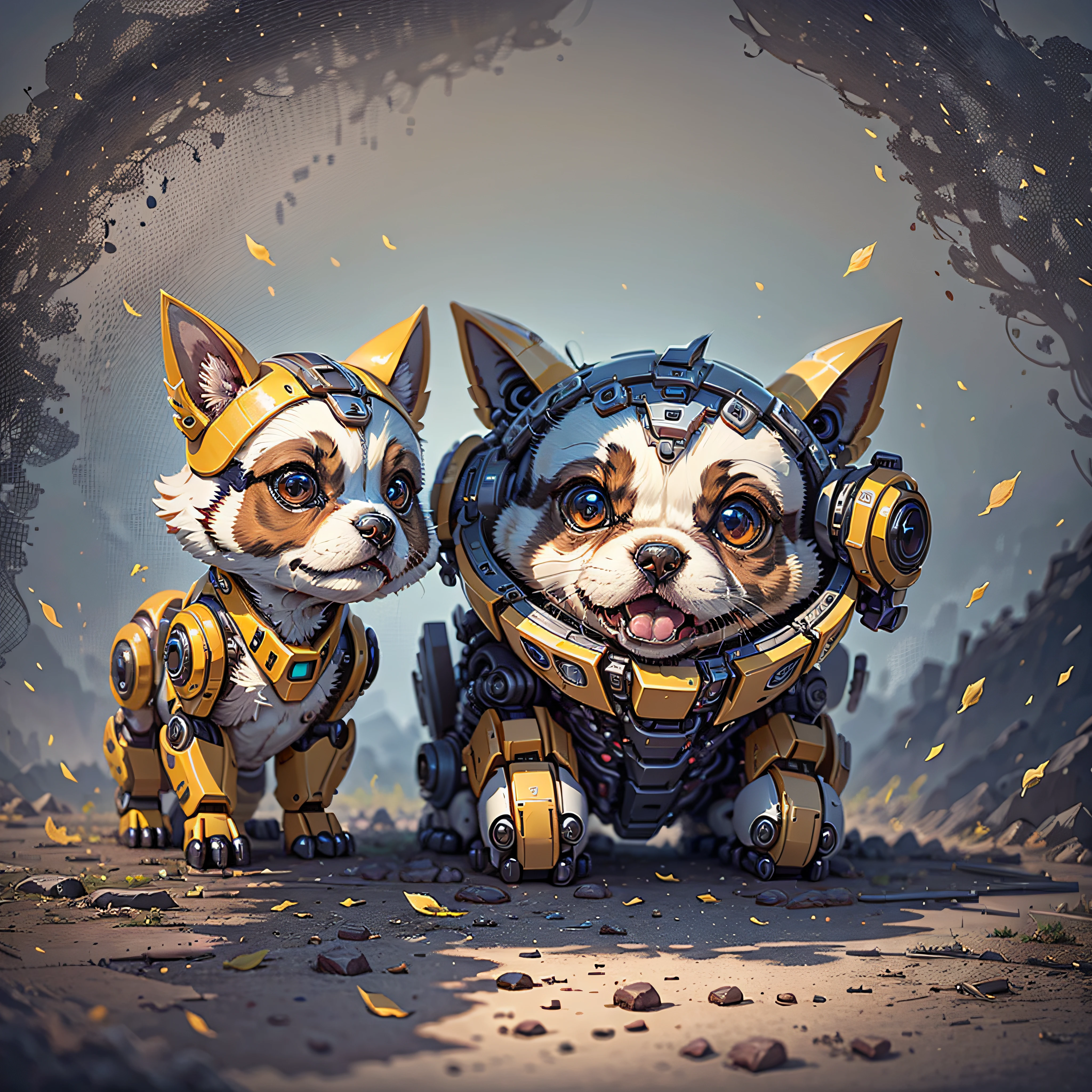 Puppy robots can have a cute design, large and expressive eyes, bright colors and rounded shapes, making it attractive cartoon style