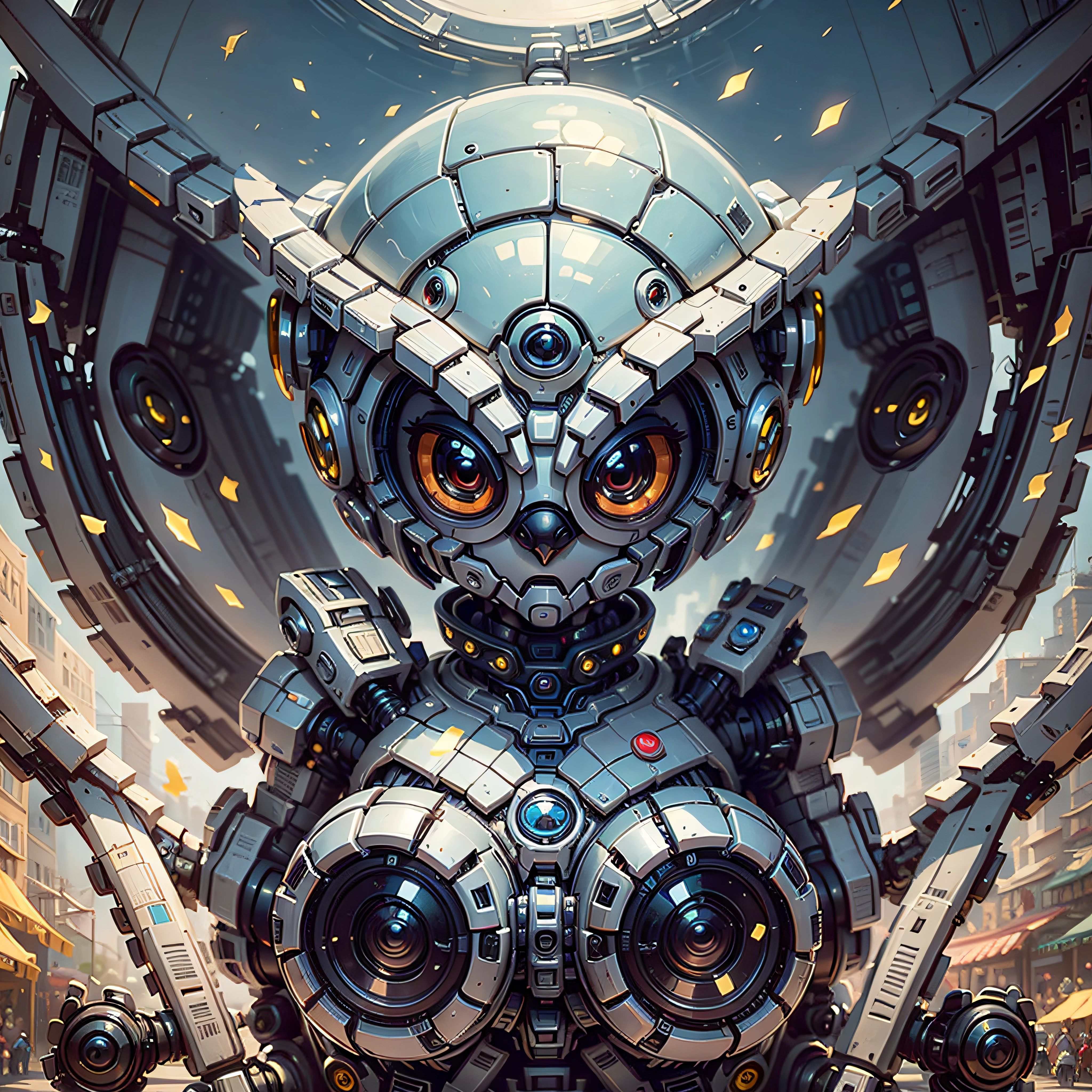 Owl robots can have a cute design, large and expressive eyes, bright colors and rounded shapes, making it attractive cartoon style