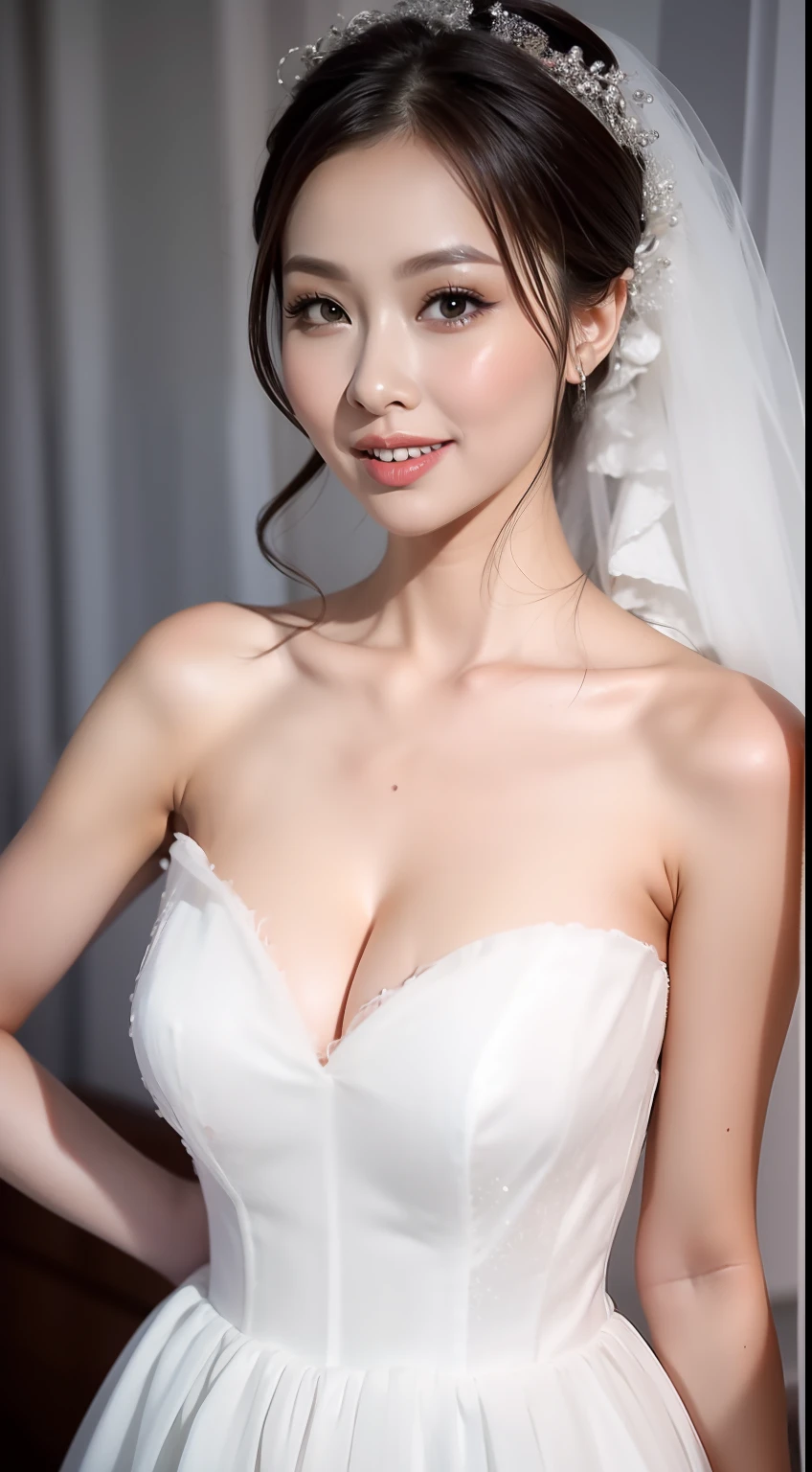 Fashion model 18 years old [[[[closeup cleavage]]]], [[[[boobgasm]]]], [[[[coll]]]], [[[[bshoulders]]]], perfect  eyes, Perfect iris，Perfect lips，perfect teeth，Perfect skin，Long face，Soft front light，hdr，Movie girl,wedding gown，（pastel colour：1.2）