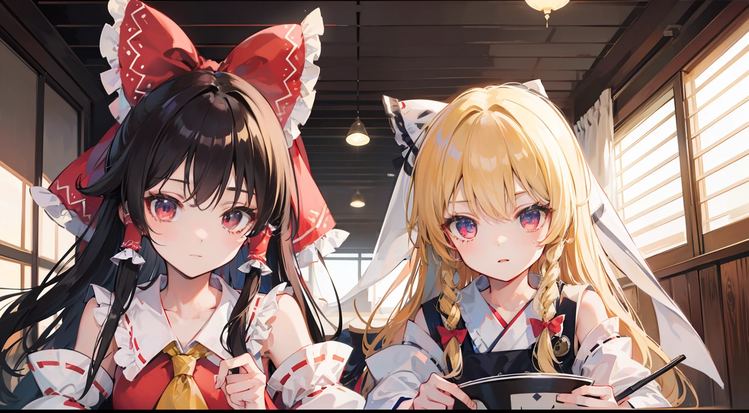 Hakurei Reimu and,Kirisame Marisa,2girl tag