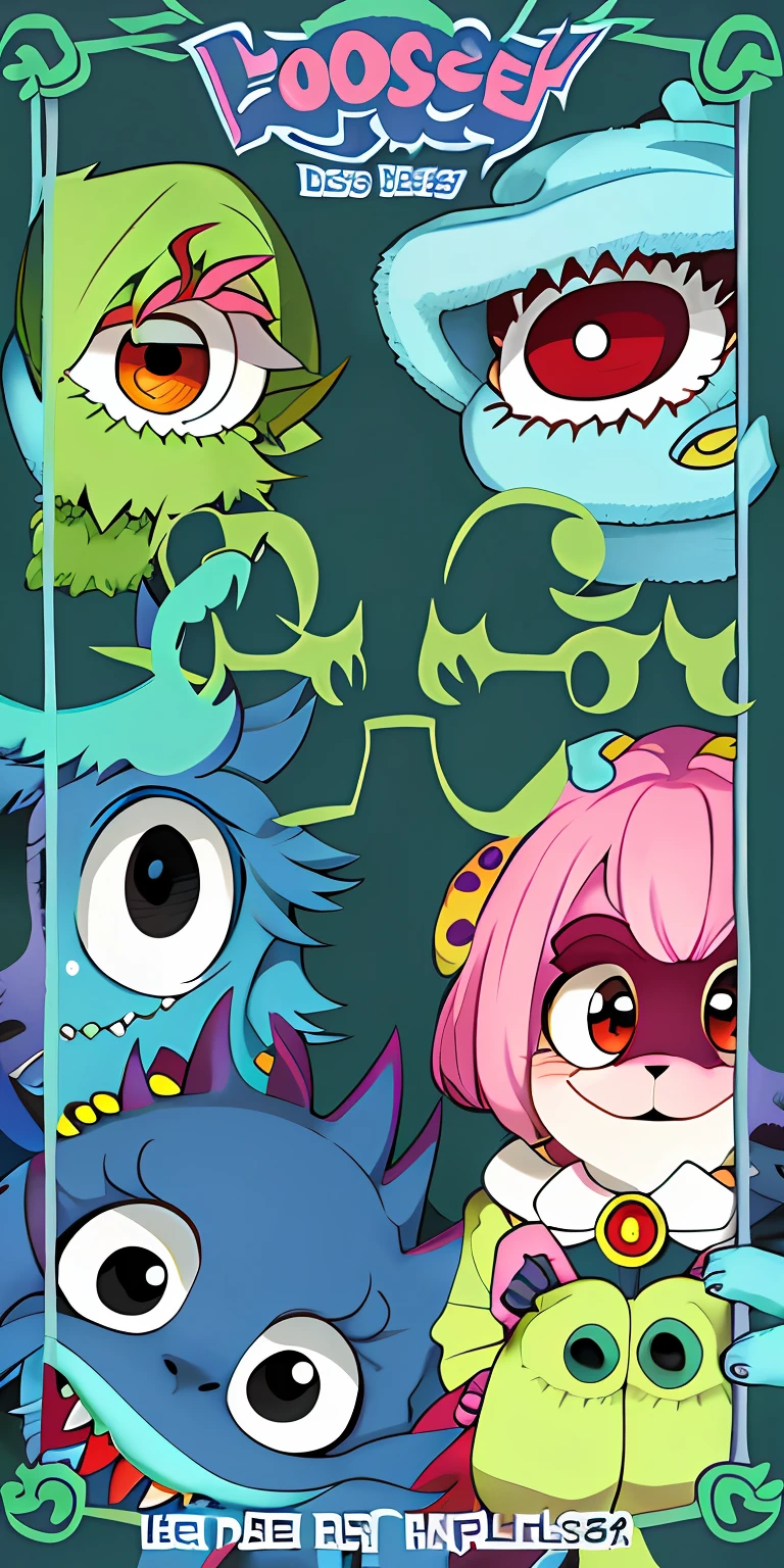There are many monsters of different colors,There is a title on the front, furry friendly monster, Children's book cover, monster theme, cute monster, cute monster character design, monster character design, ((Monster)), monster design, cute monster, ugly monster, Monster, family photos, Portrait of a cute monster, (Monster), Monster art, Monsters, children's book illustrations