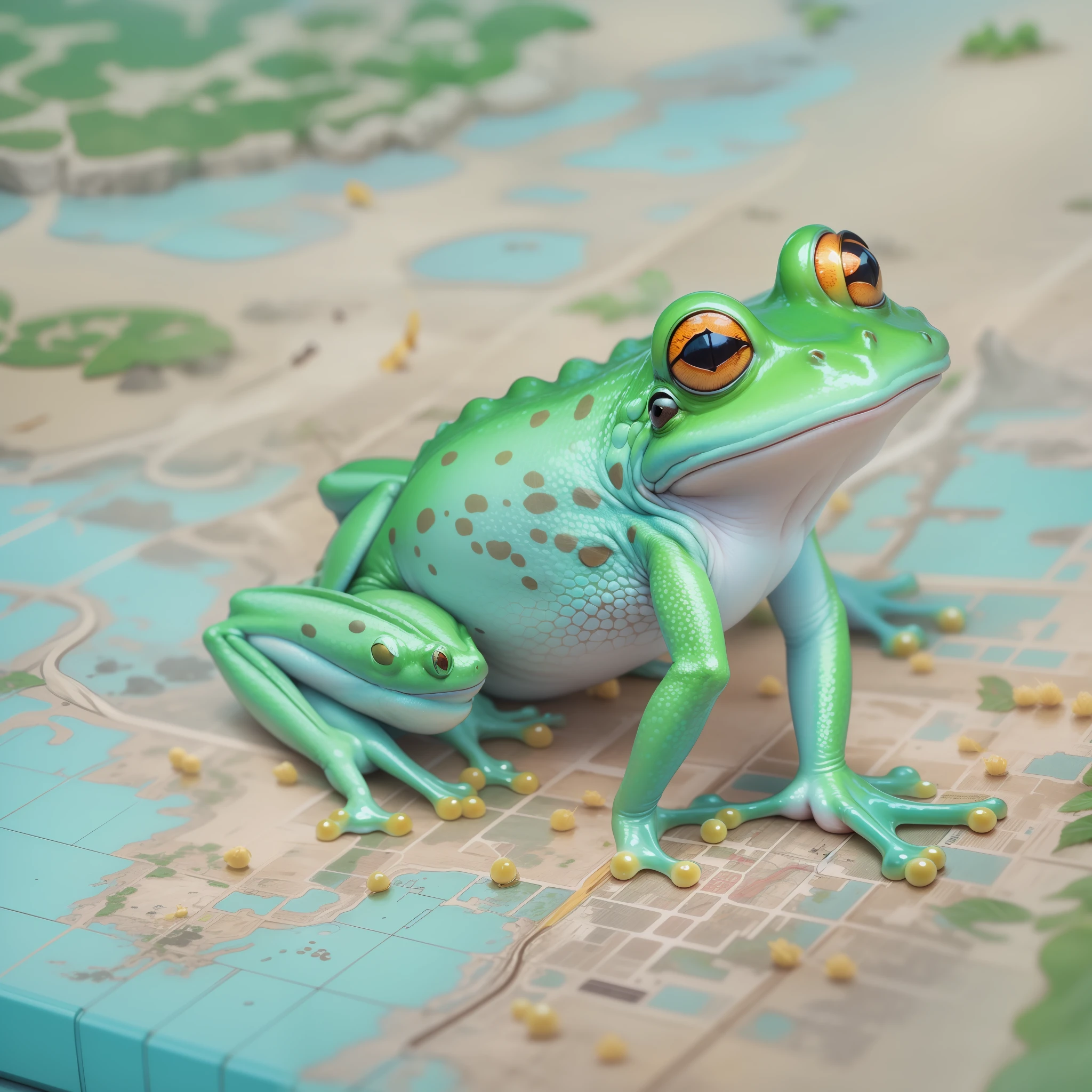8k,cg,There are always frogs on the map of Taiwan,Ignorantly,hoang lap,Funny,the detail,pale blue background,It says "No.".1”