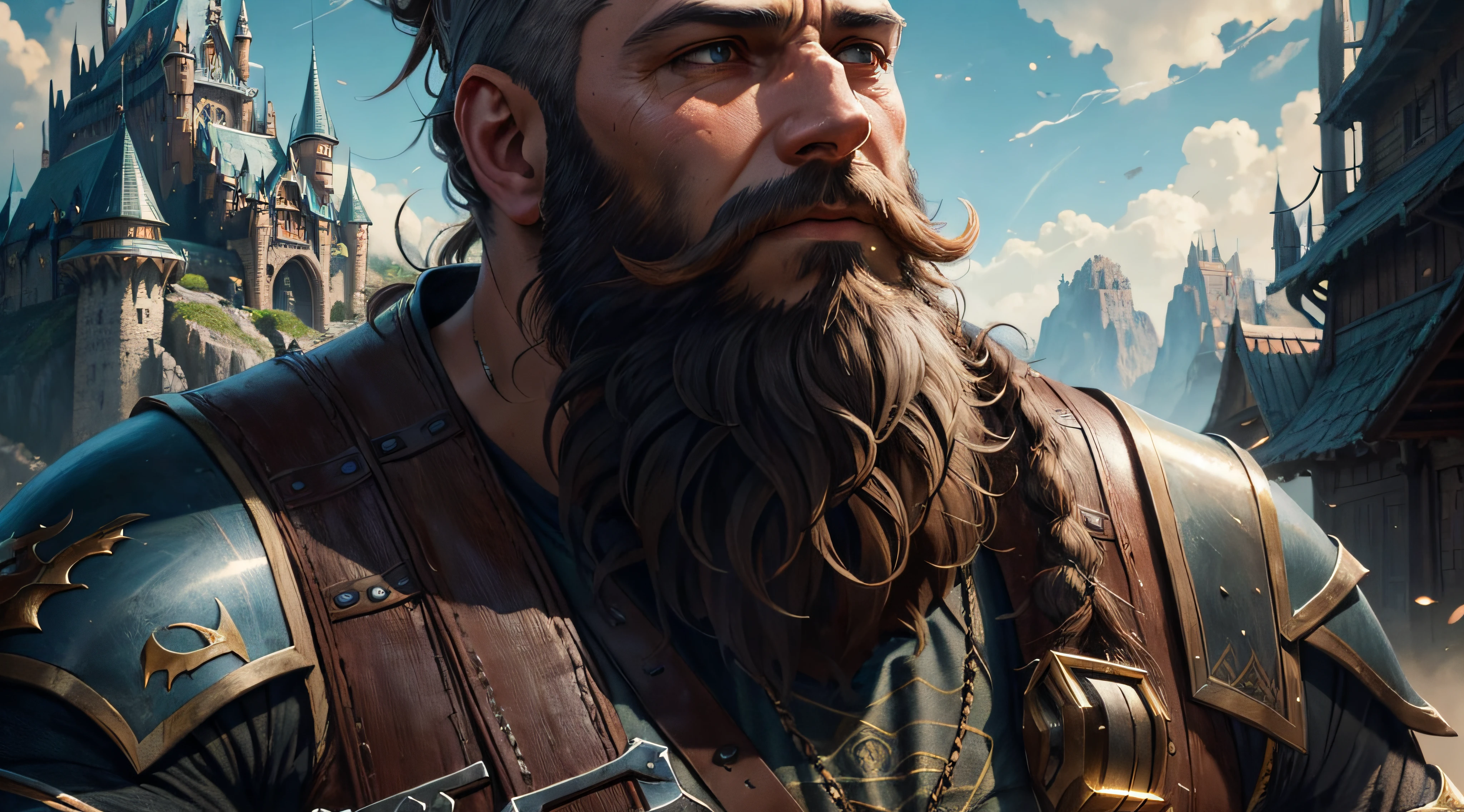 close-up of a man with beard and beard, super detailed fantasy character, ultra realistic concept art, wojtek fus, highly realistic concept art by Darek Zabrocki, ultra realistic concept art, highly realistic digital art, amazing character art, realistic character concept art, hyper realistic fantasy, epic fantasy character art, 4k concept art and hyperrealism.