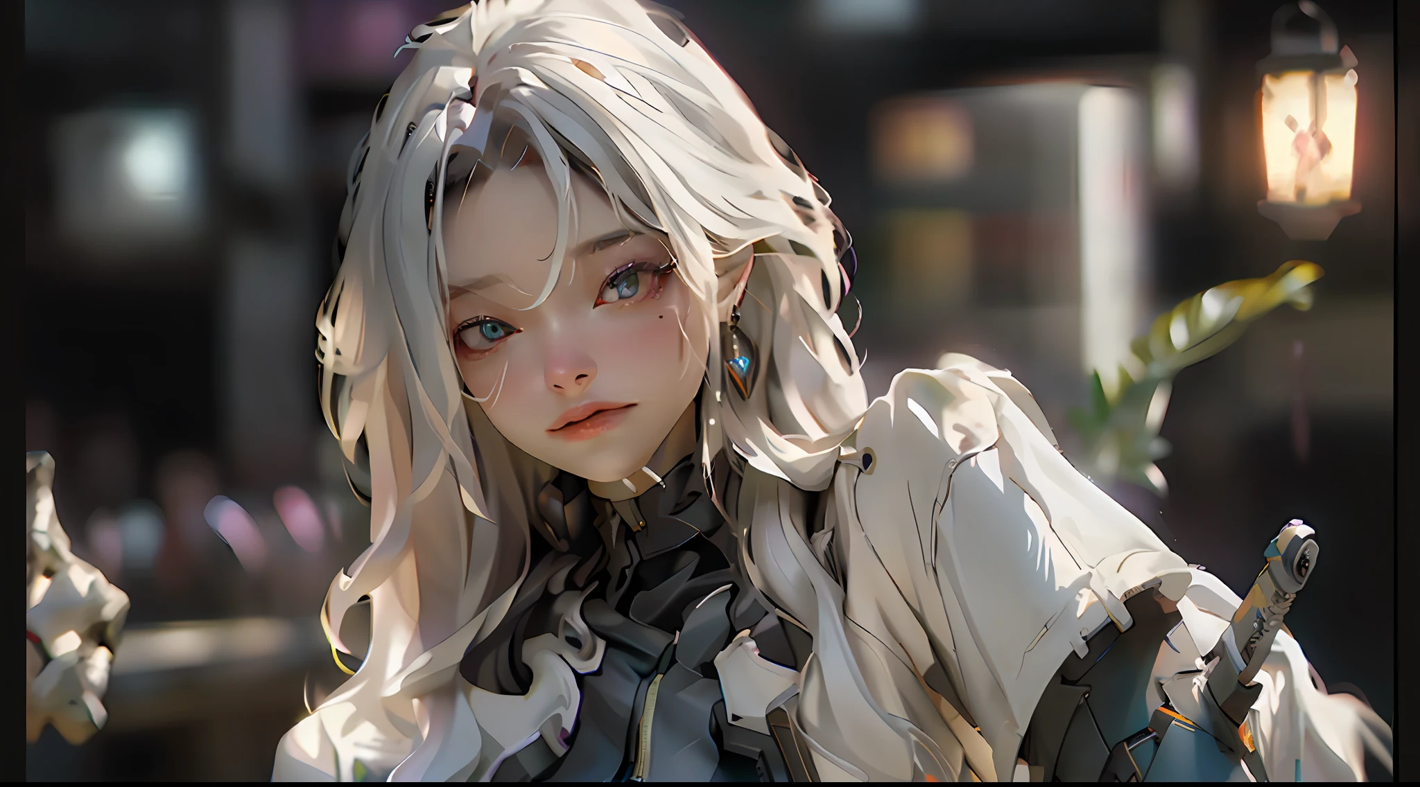((Best quality)), ((masterpiece)), (detailed:1.4), 3D, an image of a beautiful cyberpunk female,HDR (High Dynamic Range),Ray Tracing,NVIDIA RTX,Super-Resolution,Unreal 5,Subsurface scattering,PBR Texturing,Post-processing,Anisotropic Filtering,Depth-of-field,Maximum clarity and sharpness,Multi-layered textures,Albedo and Specular maps,Surface shading,Accurate simulation of light-material interaction,Perfect proportions,Octane Render,Two-tone lighting,Wide aperture,Low ISO,White balance,Rule of thirds,8K RAW,