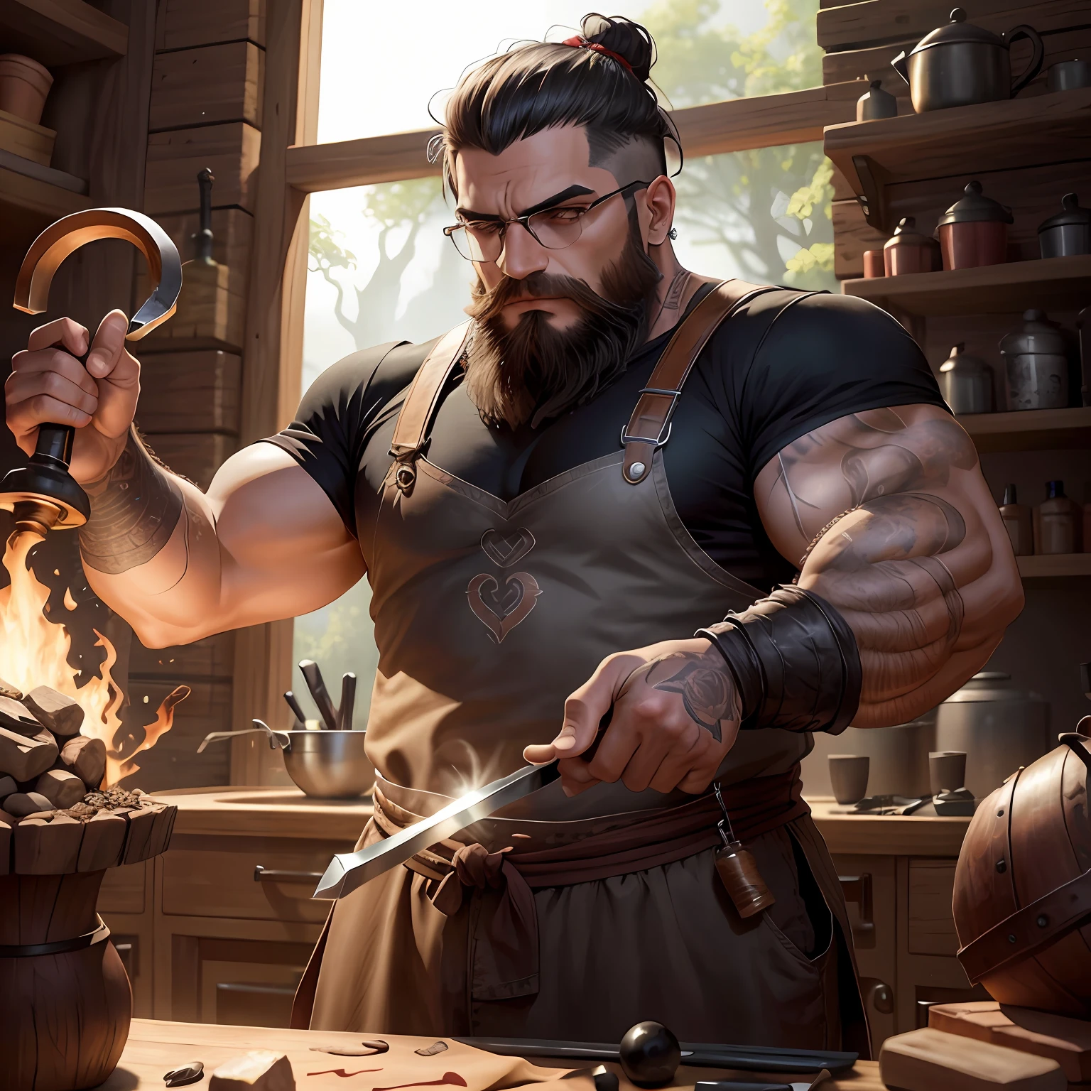 Enhance the image by placing tattoos on one of the character's arms