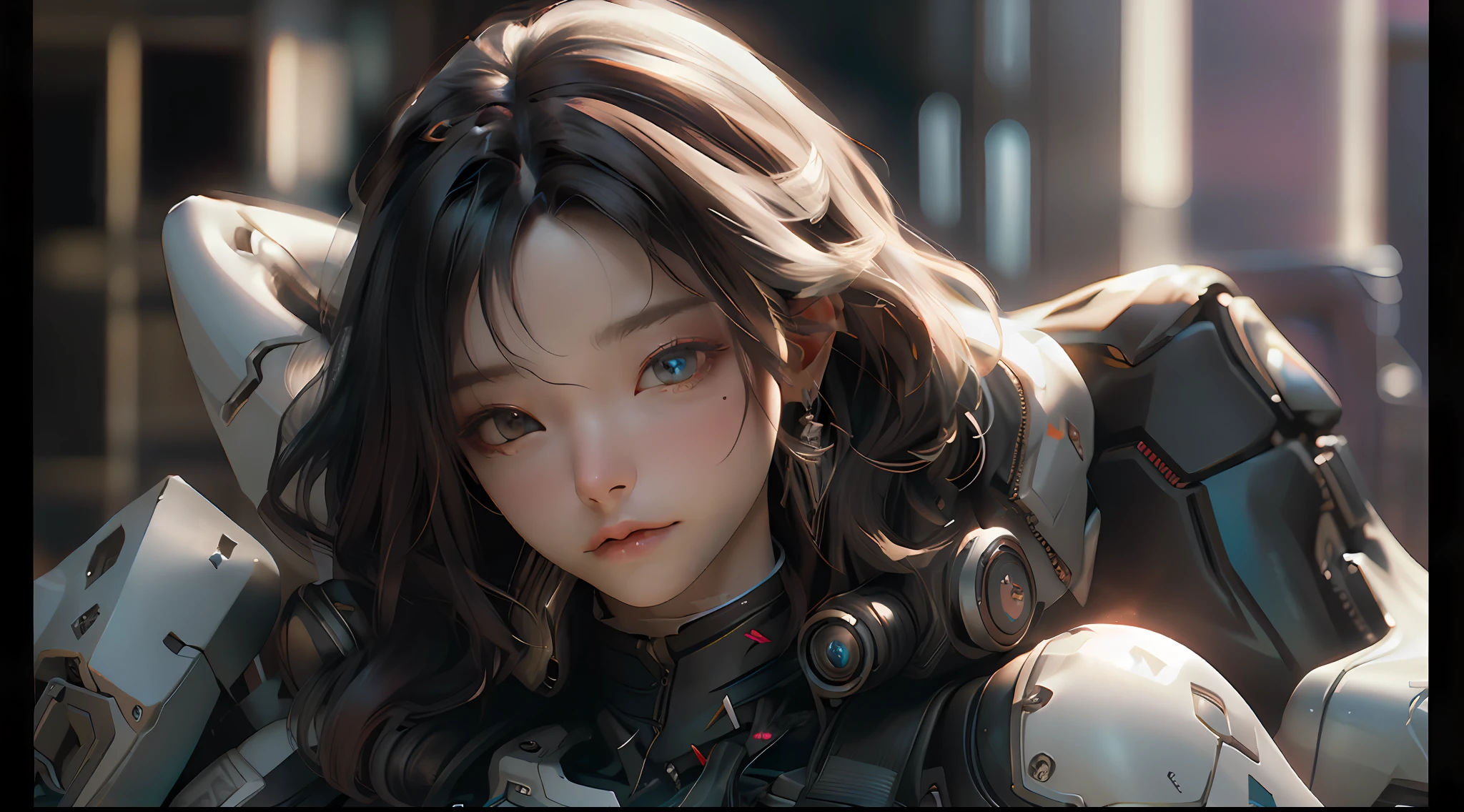 ((Best quality)), ((masterpiece)), (detailed:1.4), 3D, an image of a beautiful cyberpunk female,HDR (High Dynamic Range),Ray Tracing,NVIDIA RTX,Super-Resolution,Unreal 5,Subsurface scattering,PBR Texturing,Post-processing,Anisotropic Filtering,Depth-of-field,Maximum clarity and sharpness,Multi-layered textures,Albedo and Specular maps,Surface shading,Accurate simulation of light-material interaction,Perfect proportions,Octane Render,Two-tone lighting,Wide aperture,Low ISO,White balance,Rule of thirds,8K RAW,