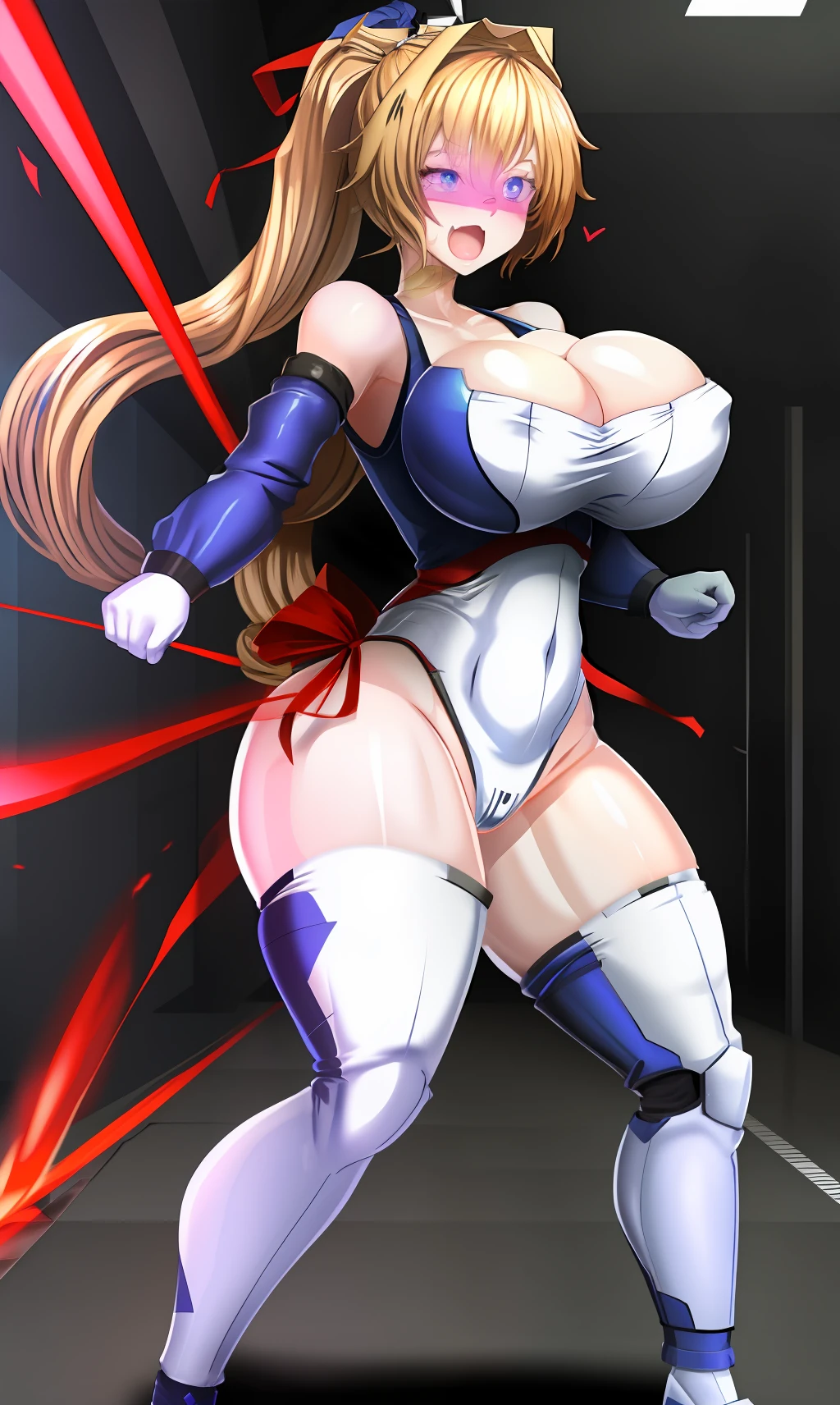 Shiny,Masterpiece, Best quality, 1girll, Fighting stance, battlefield, gigantic cleavage breasts, Blue eyes,Futanari, ,ahegao,