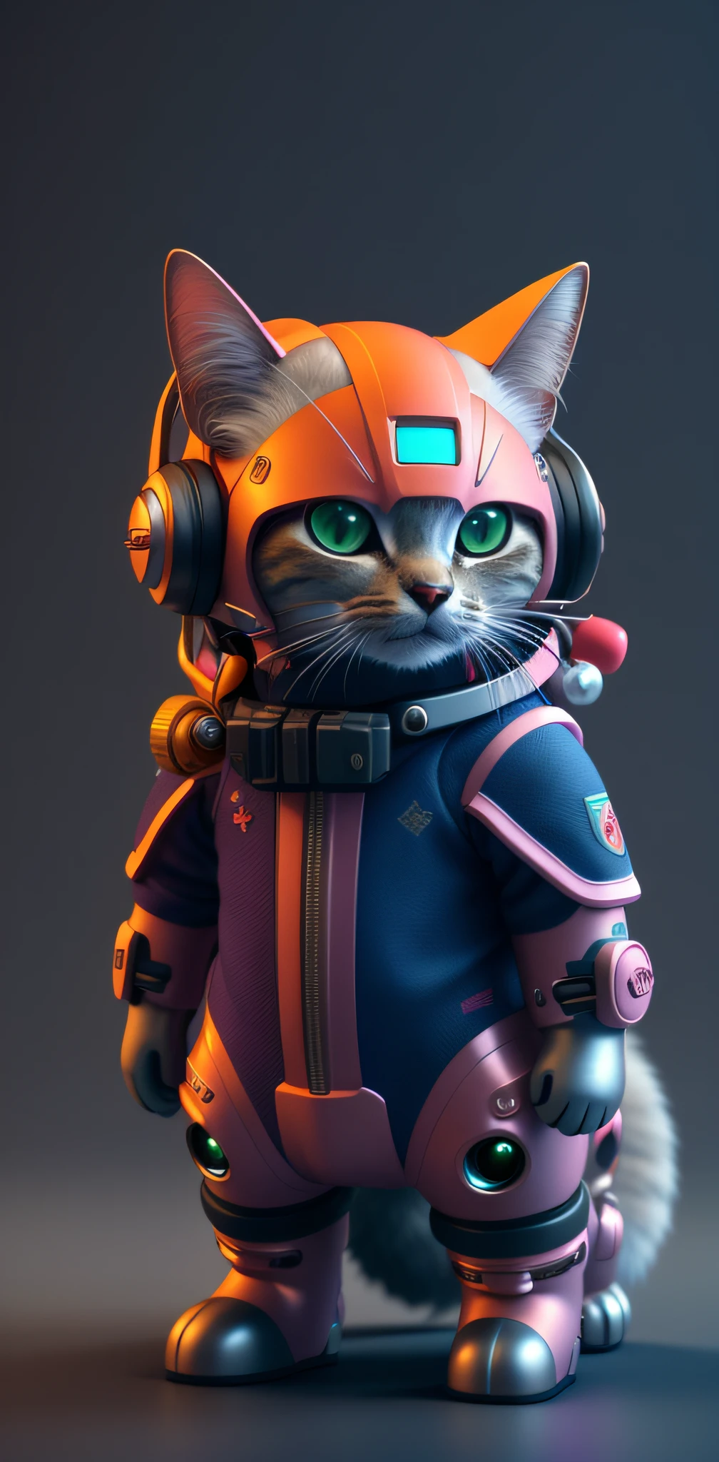 There is a cat in a pink space suit with a helmet, gatinho ciborgue, cute 3d rendering, renderizado em redshift, 3d rendering stylized, gato cyberpunk, Scifi character rendering, personagem scifi, 3d rendering stylized, stylized as a 3d rendering, 3 d render arte do caractere 8k, CGSetivity 8K, CGSetivity 8K
