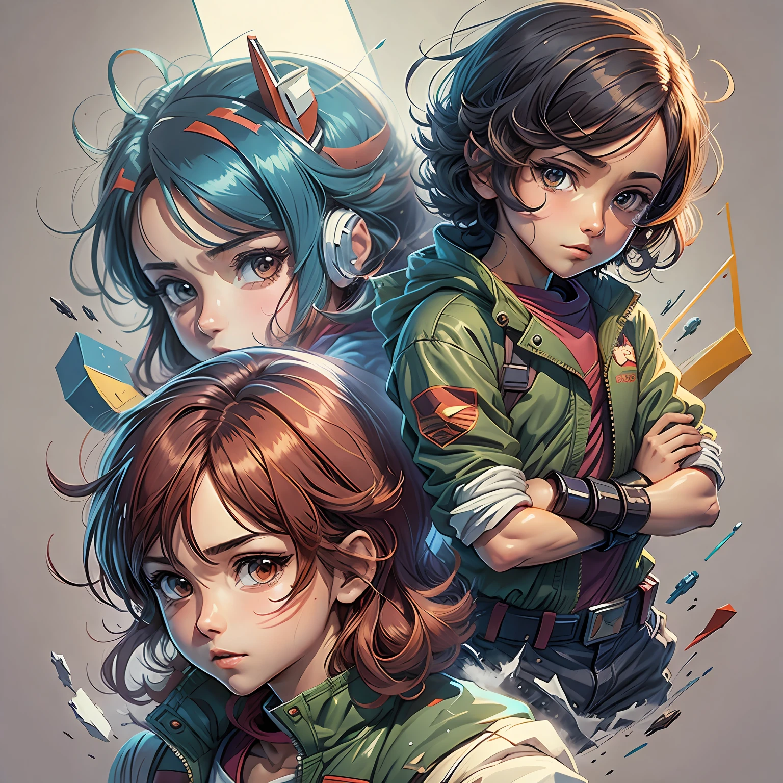 Draw character in the style of Gundam 00 in the shape of a child