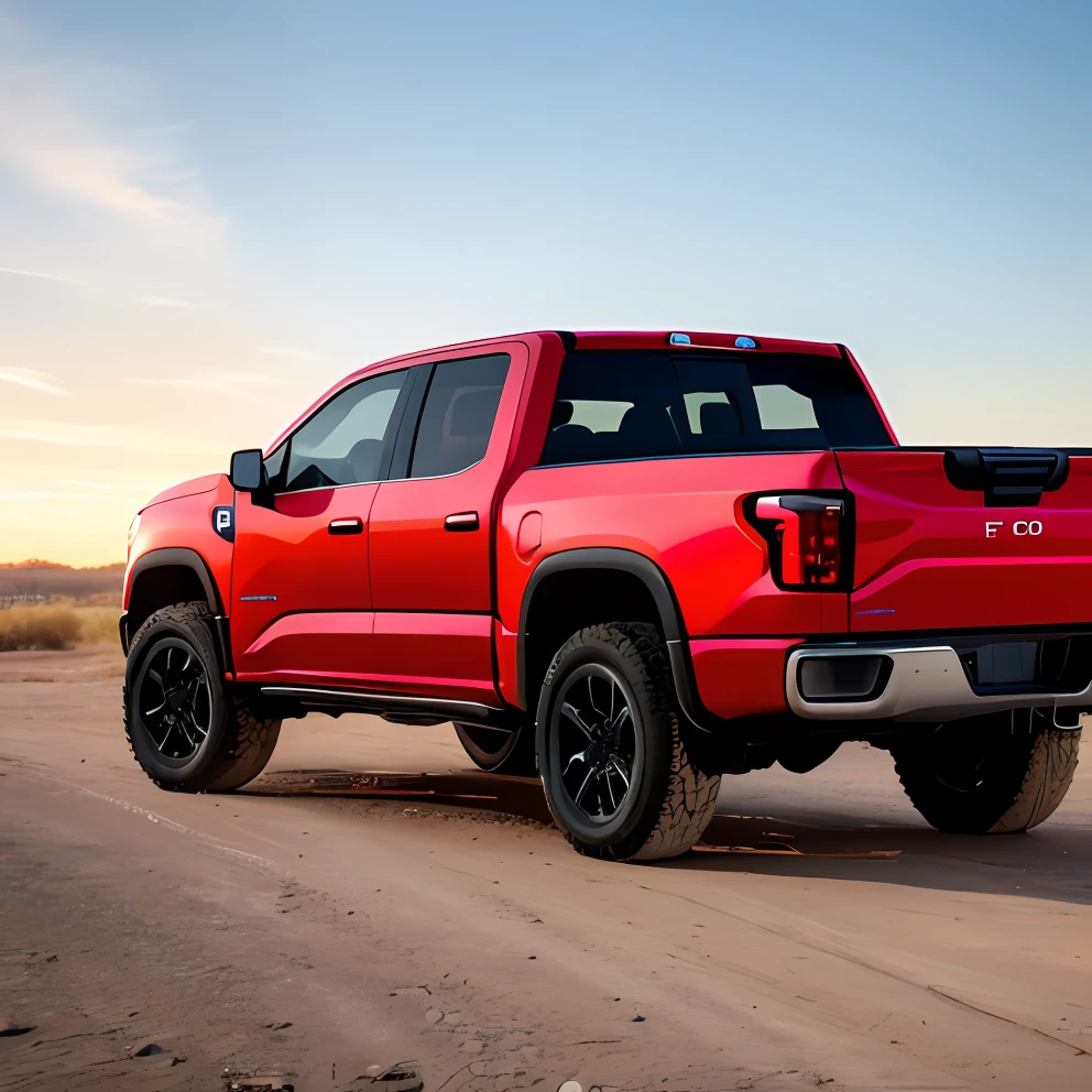 A closeup of a truck with a bike rack in the rear, com rack de teto, trending on vehicle design, dominance, corpo inteiro, corpo inteiro, 4l, gm, desporto, 🕹️ 😎 🔫 🤖 🚬, Detalhe poderoso, Album art, new vehicle, extremamente intrincado, vehicle, Directed by: Karl Völker