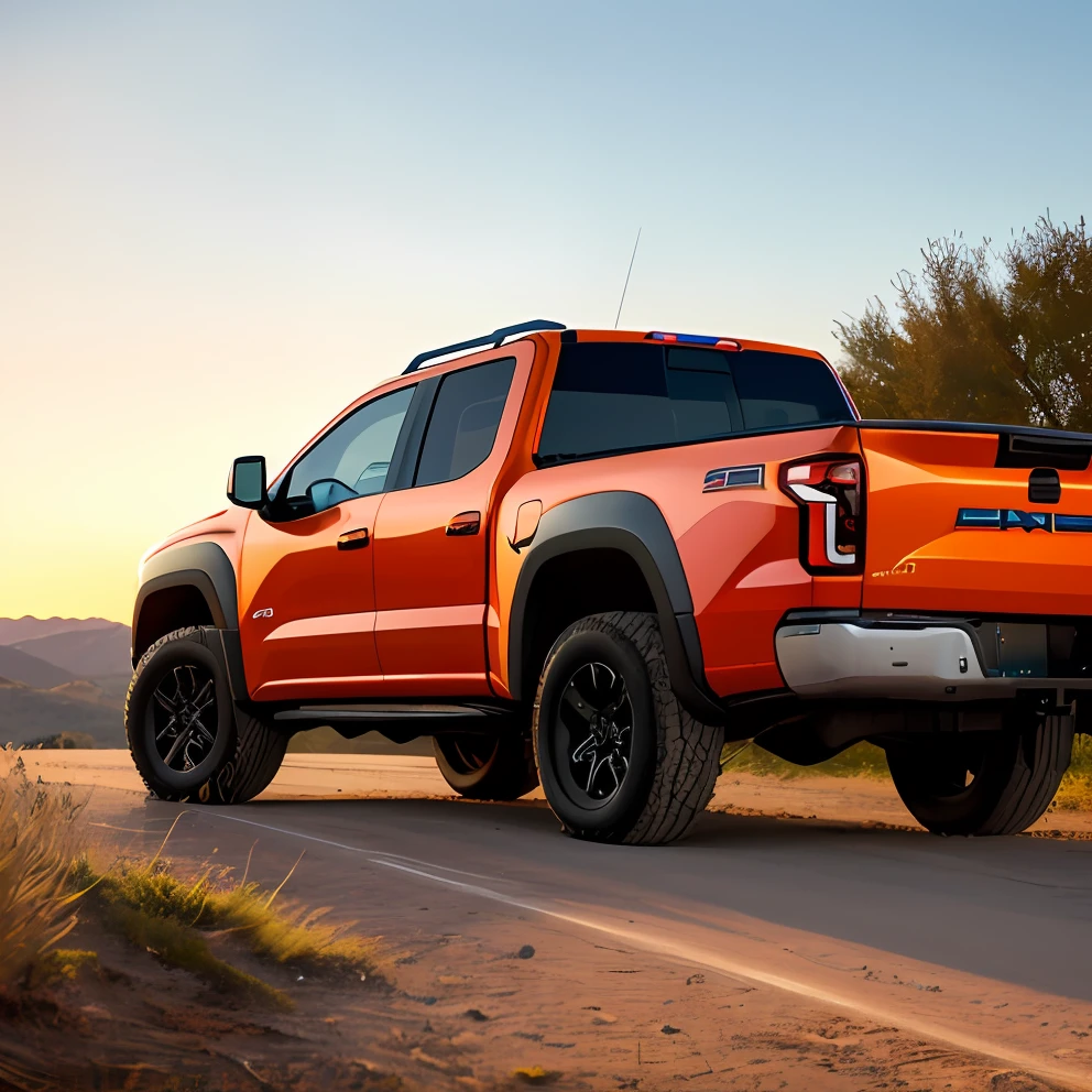 A closeup of a truck with a bike rack in the rear, com rack de teto, trending on vehicle design, dominance, corpo inteiro, corpo inteiro, 4l, gm, desporto, 🕹️ 😎 🔫 🤖 🚬, Detalhe poderoso, Album art, new vehicle, extremamente intrincado, vehicle, Directed by: Karl Völker