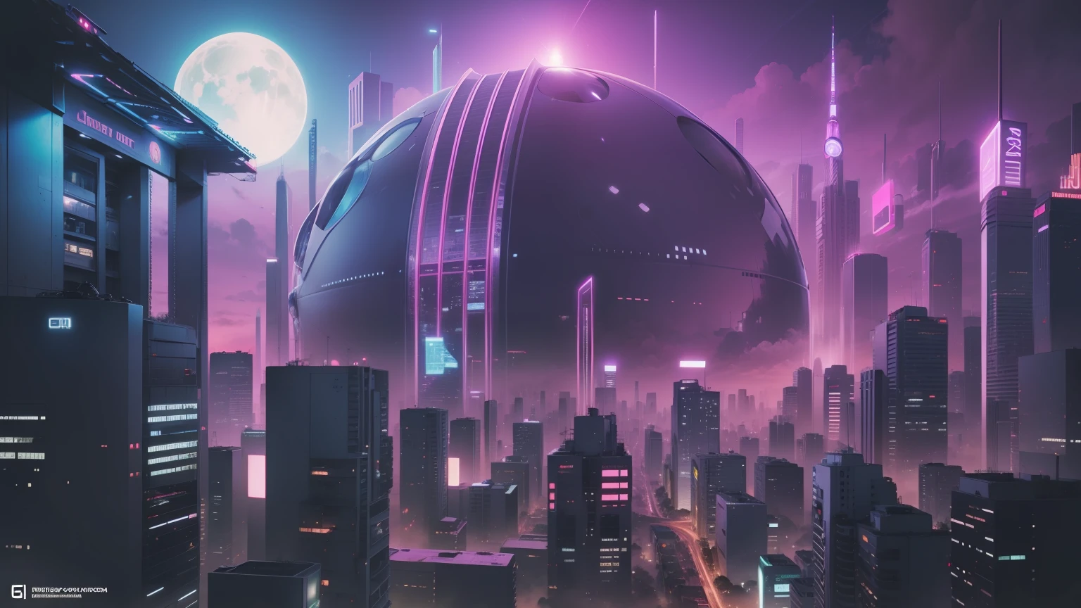 recrie esse desenho de uma cidade futurista