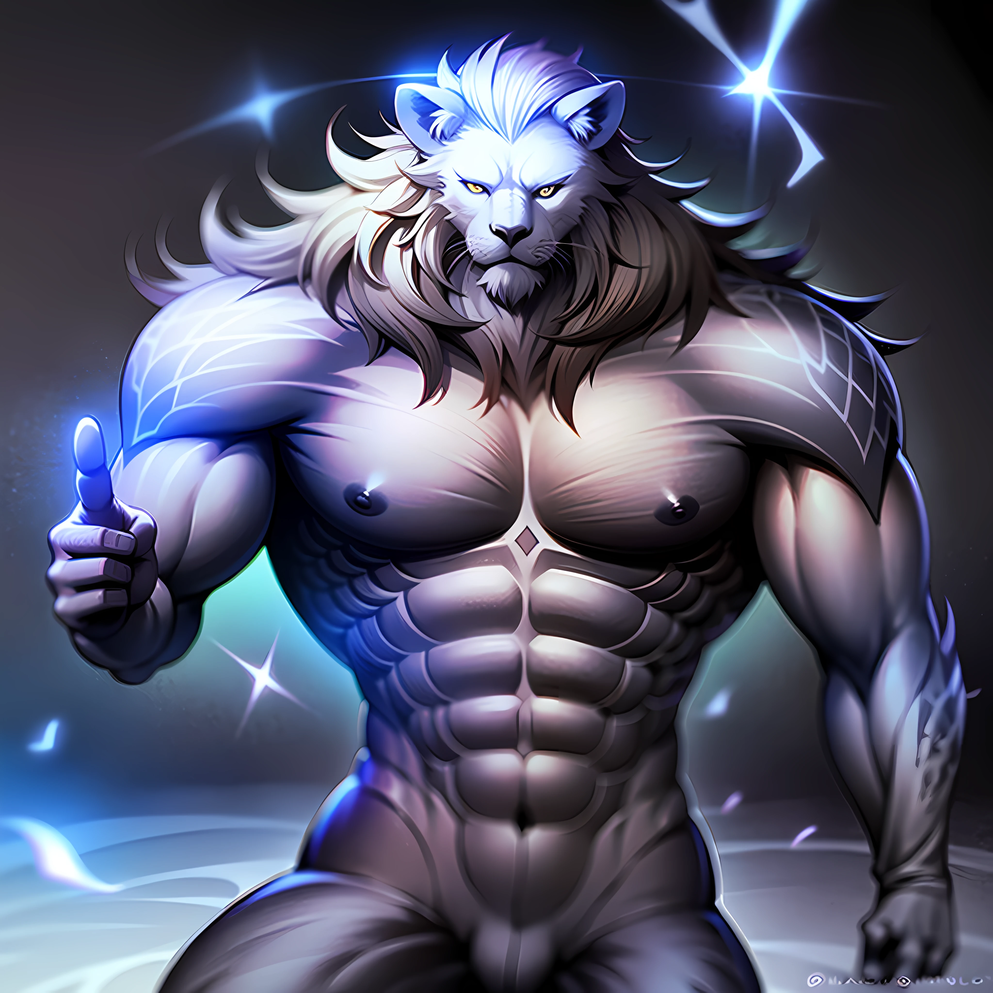 white lion head，Strong body