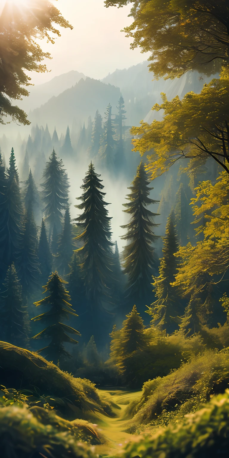 Masterpiece, best quality, high quality, extremely detailed CG unity 8k wallpaper, vast and quiet coniferous forest stretching to the horizon, lush green trees harmoniously gathered together, fresh breeze whispering through the leaves, frozen ground Topped with crystal snow, creating stunning peaceful landscapes, bokeh, depth of field, HDR, bloom, chromatic aberration, photorealism, highly detailed, trending on artstation, trending on CGsociety, intricate, high detail, dramatic, art by midjourney