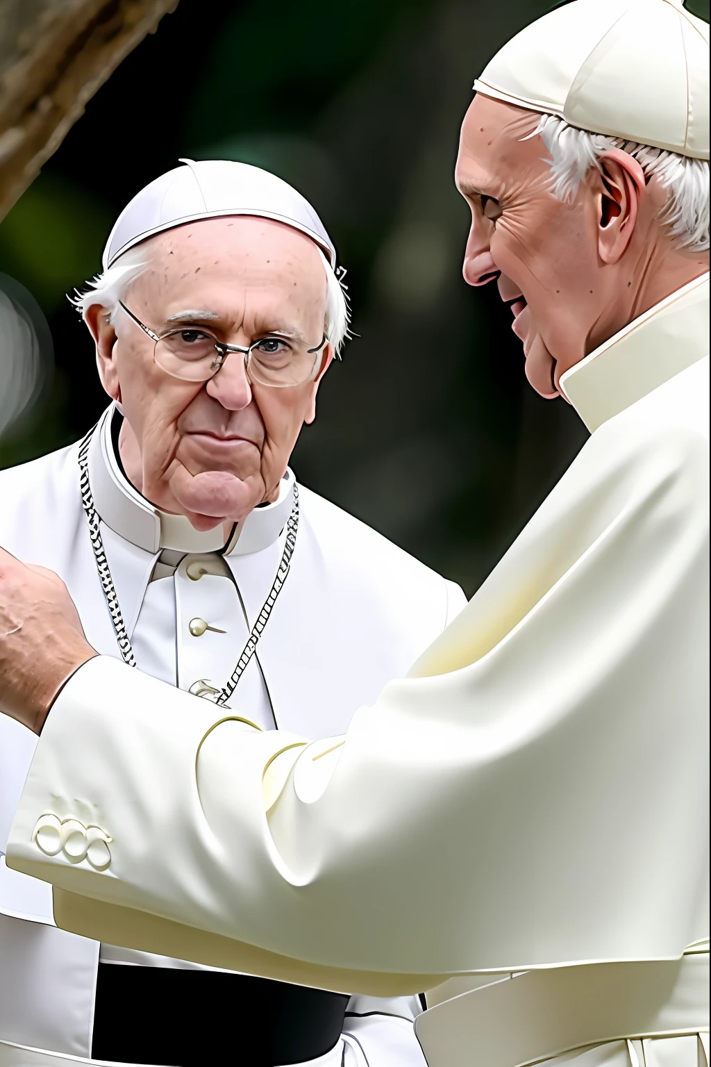 Pope Francis making the cuckolded hand towards the camera,4k,alta definicion,