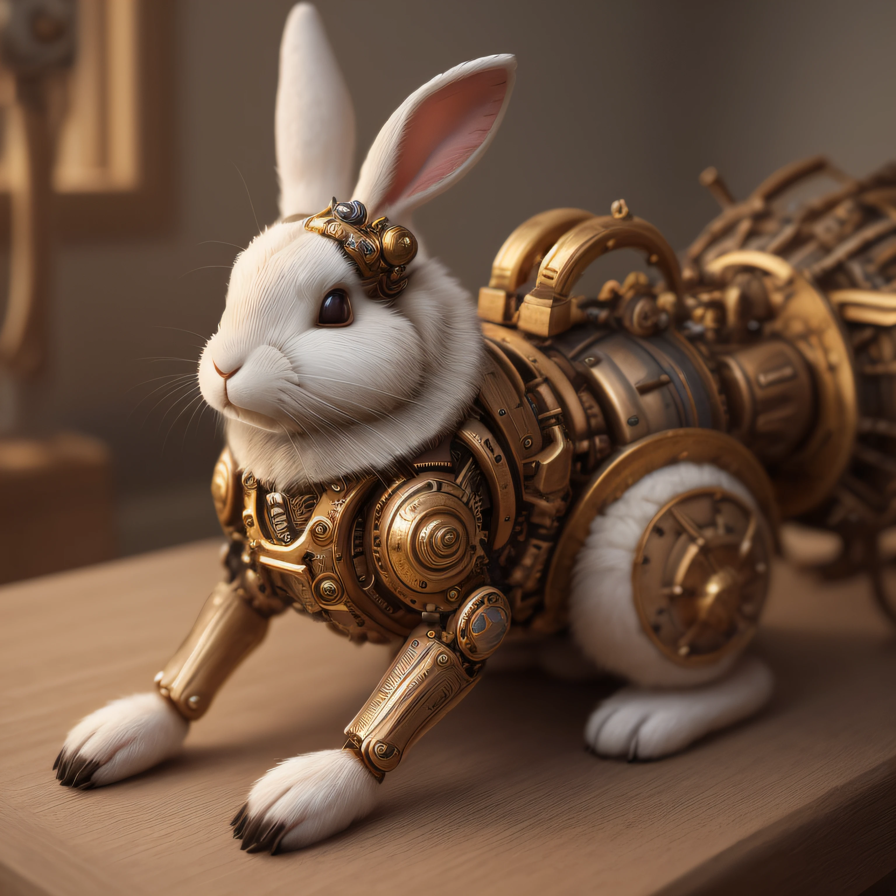 Mechanical rabbit,, extremely detailed, fine detail, hyper realistic texture perfect lighting