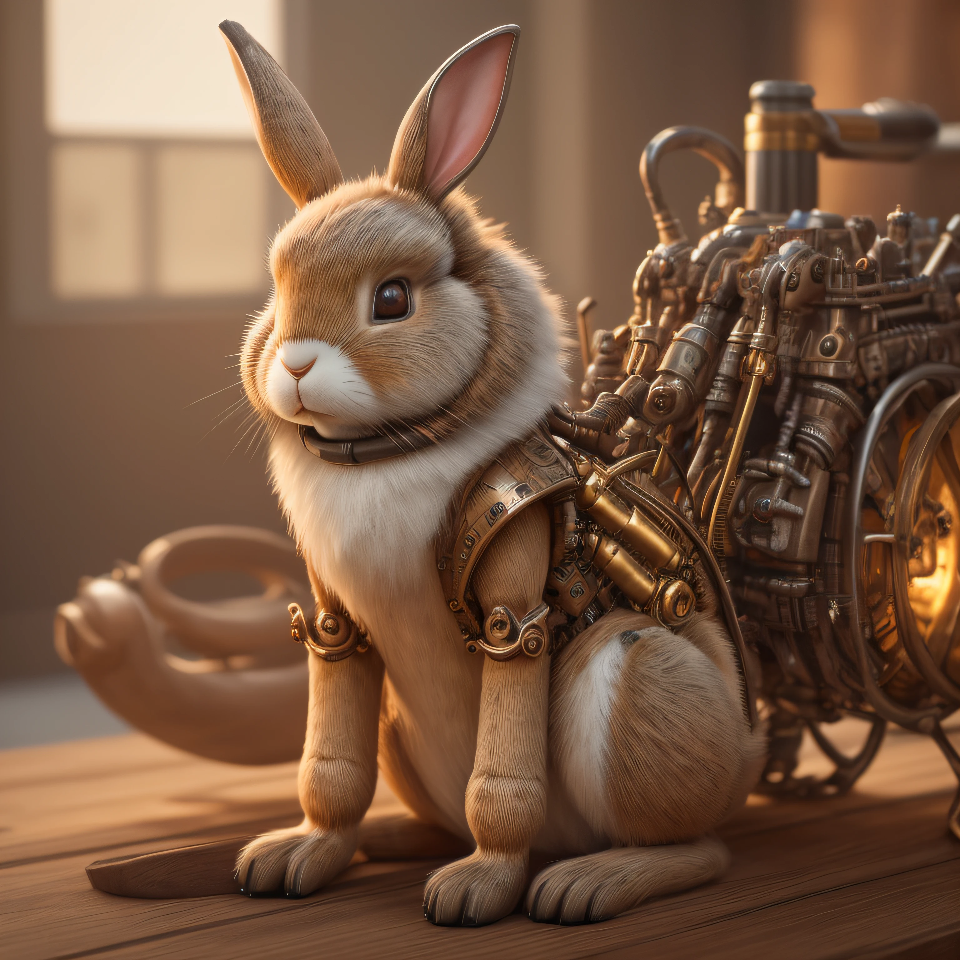 Mechanical rabbit,, extremely detailed, fine detail, hyper realistic texture perfect lighting