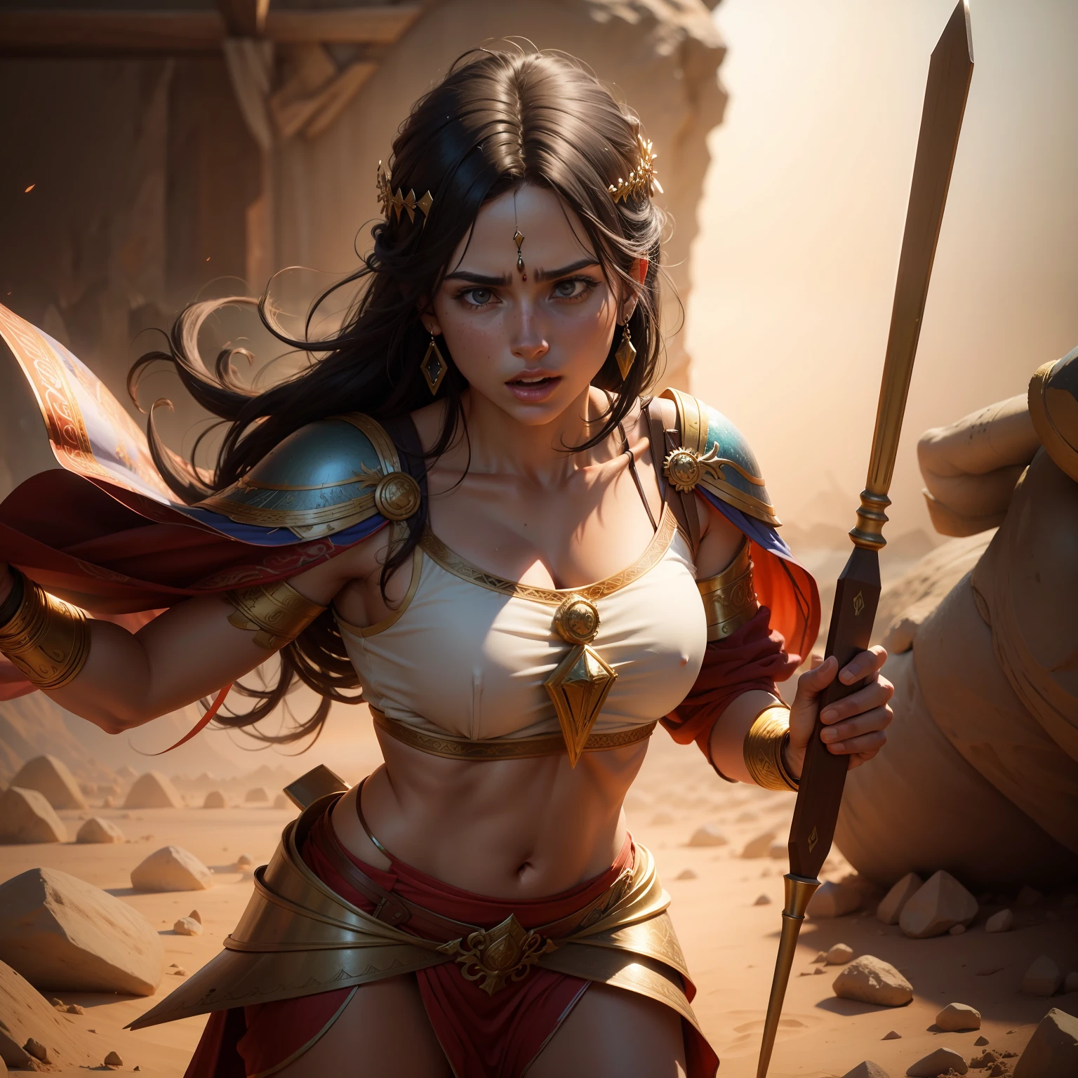 "Screenshot of a moving biblical scene, com uma paleta de cores rica e saturada, ultra-realistic details and stunning lighting."